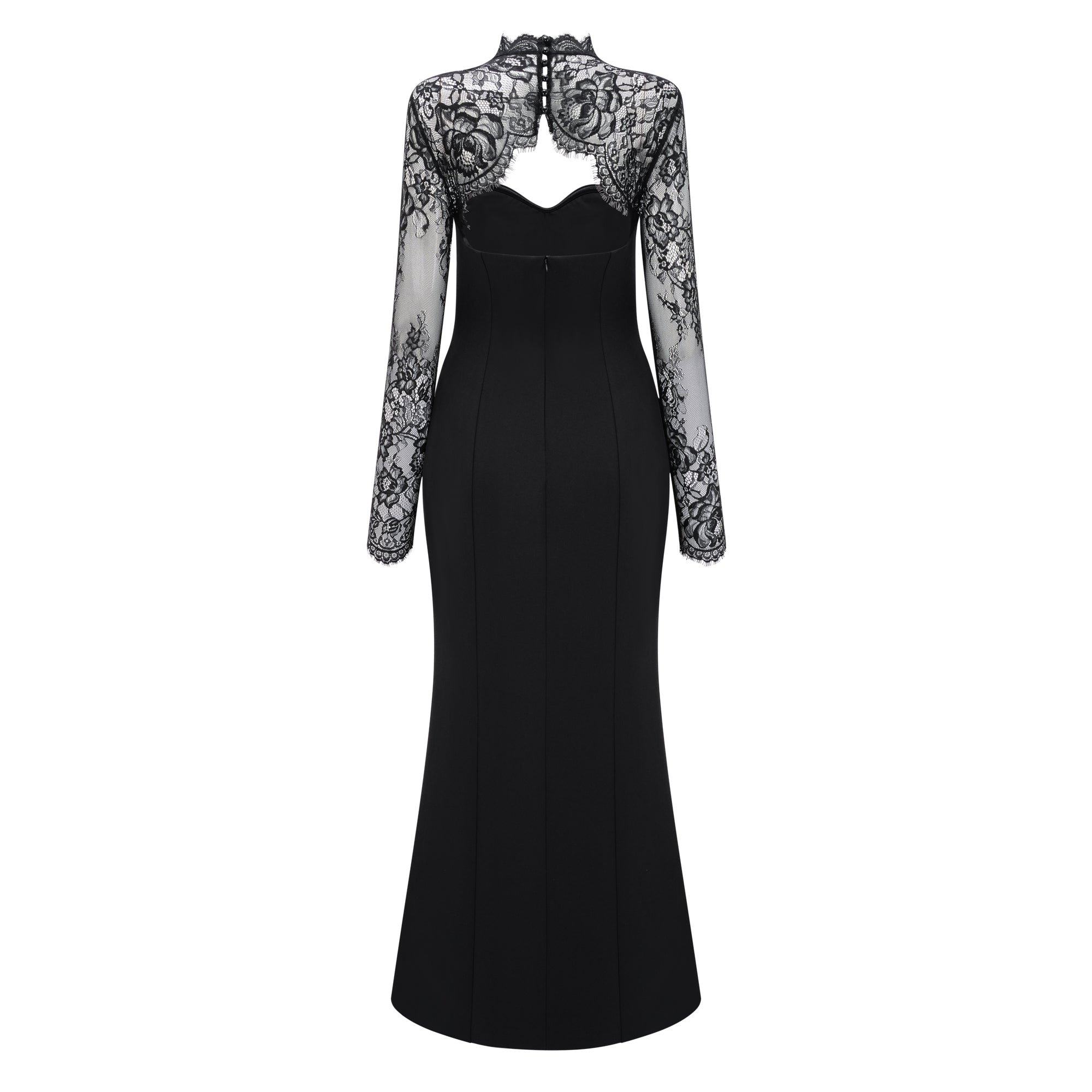 Bokamoso Black Lace Panel Maxi Gown (Final Sale-US Only)