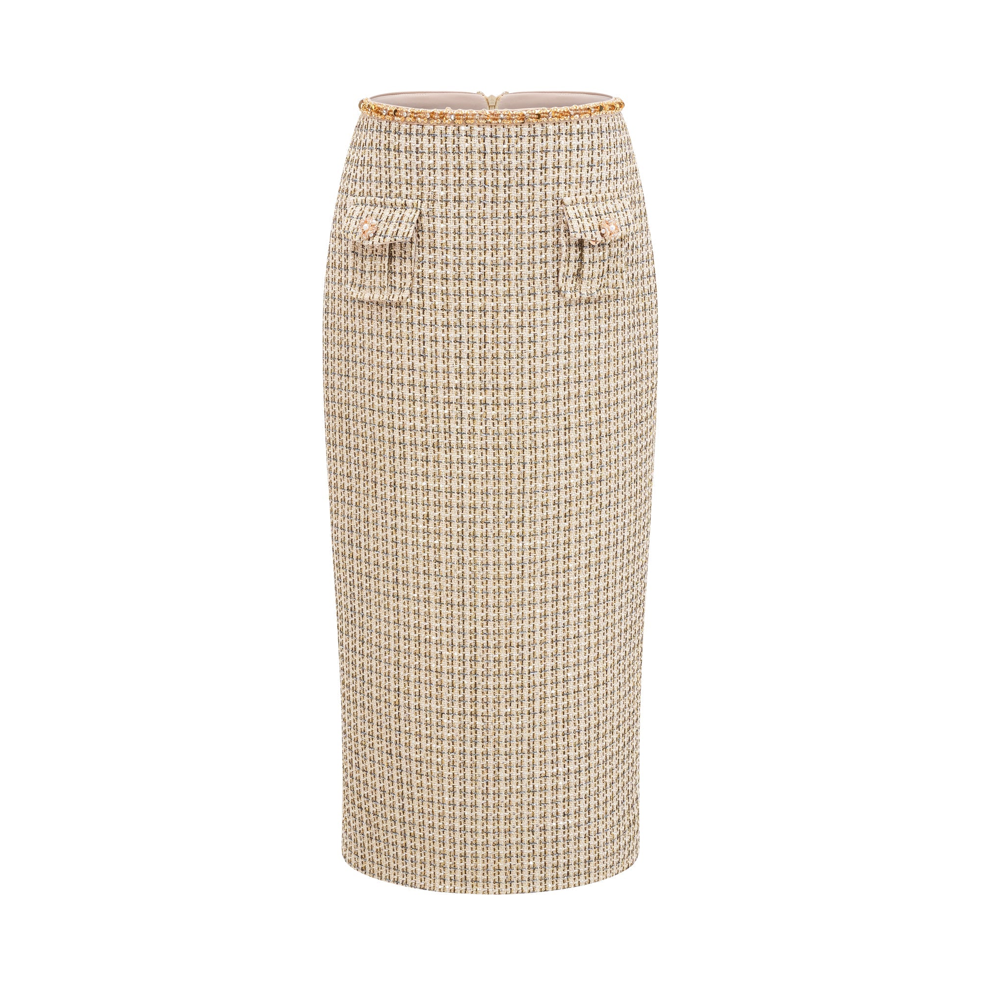 Aëlle gold tweed sequin jacket & skirt matching set