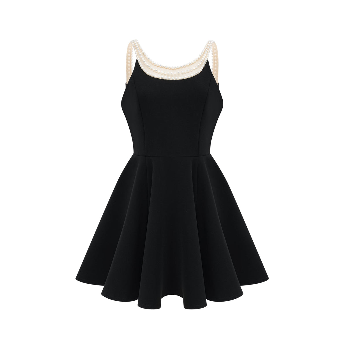 Danaé black faux-pearl-embellished mini dress