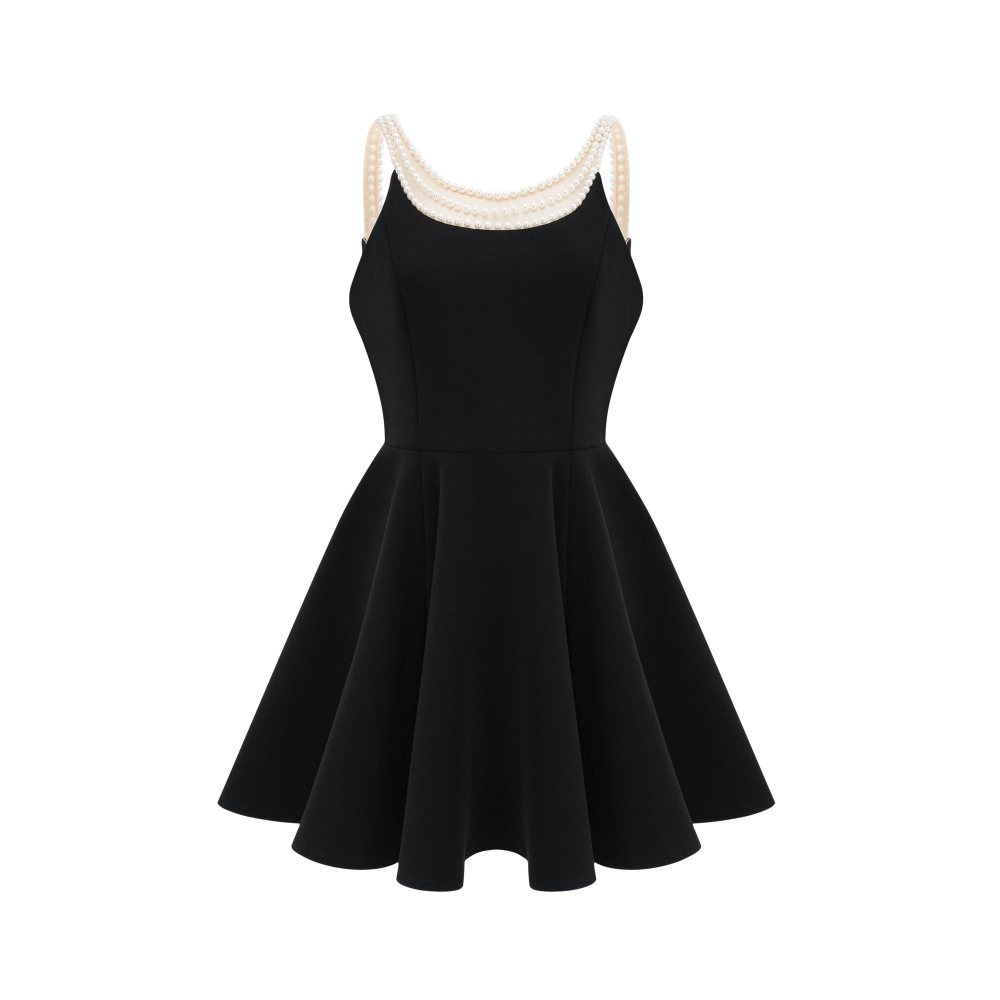 Danaé black faux-pearl-embellished mini dress