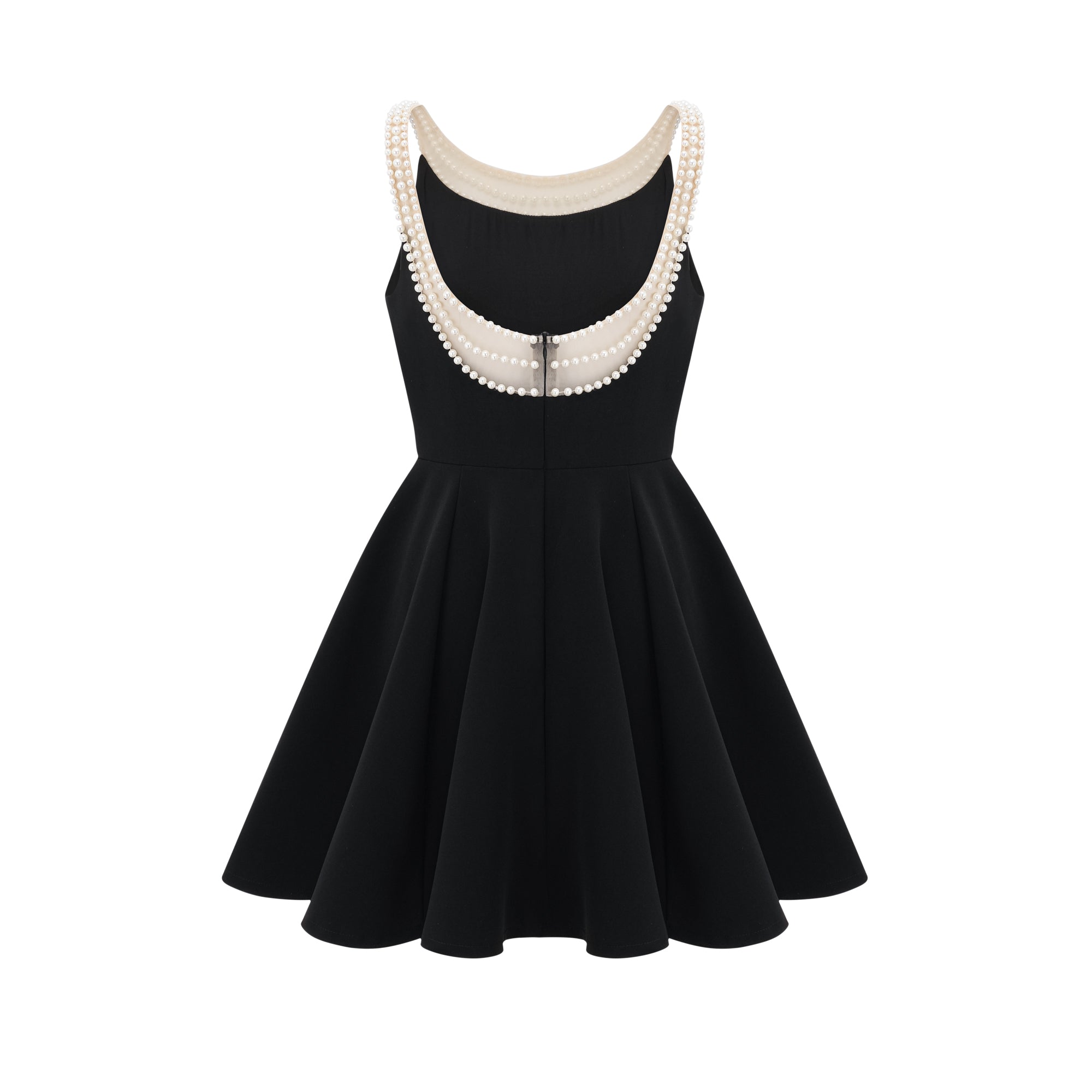 Danaé black faux-pearl-embellished mini dress