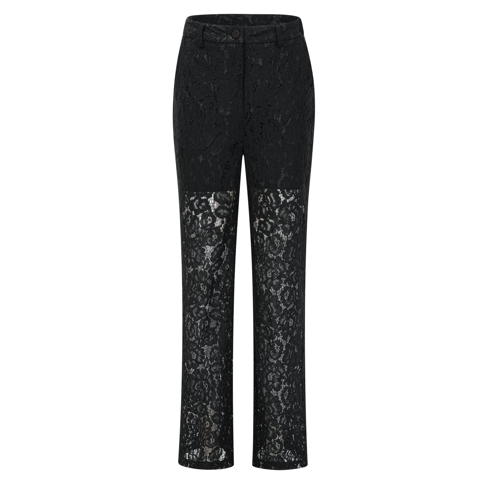 Zoé Black Sheer Lace Blazer & Trousers Matching Set