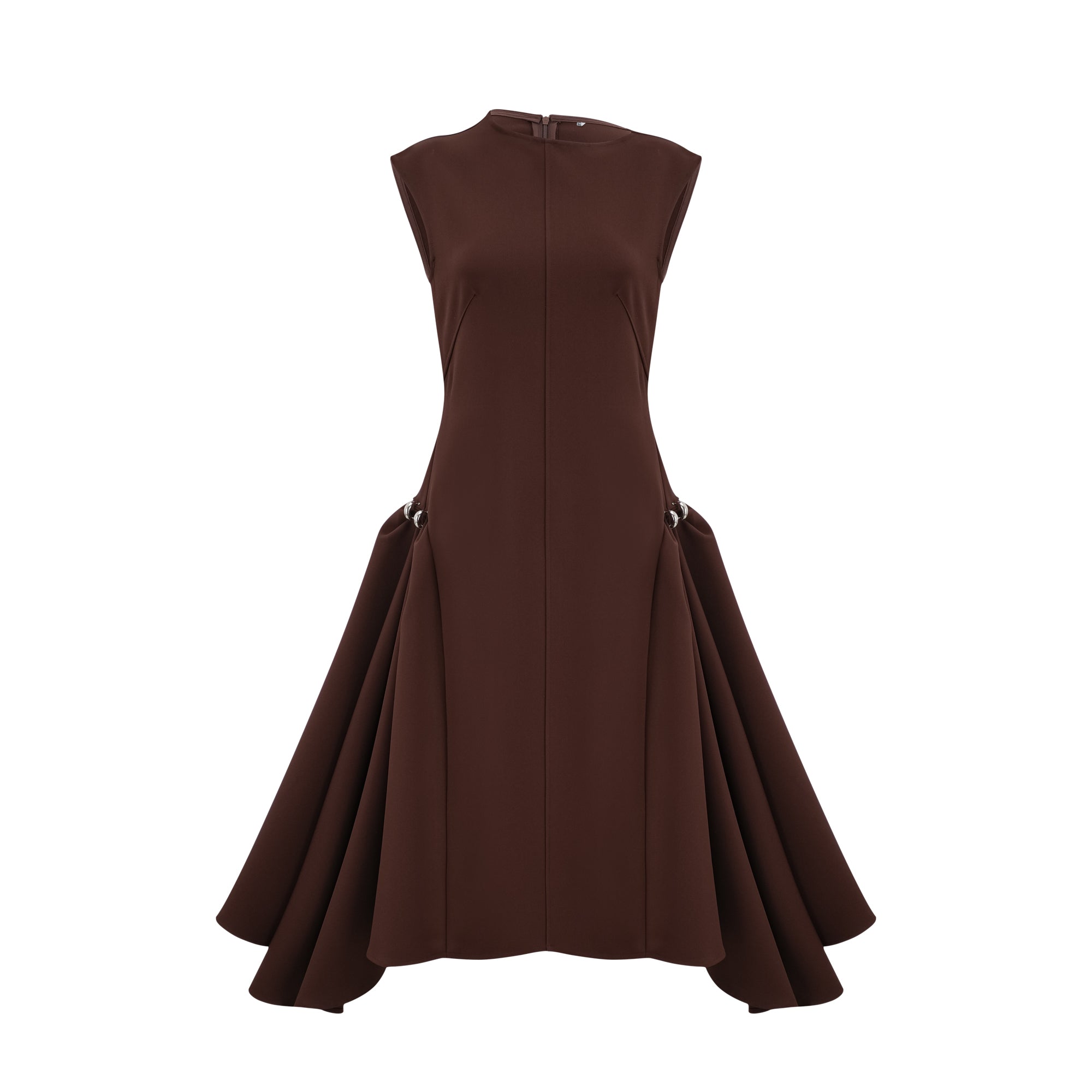 Jenifier brown asymmetrical midi dress