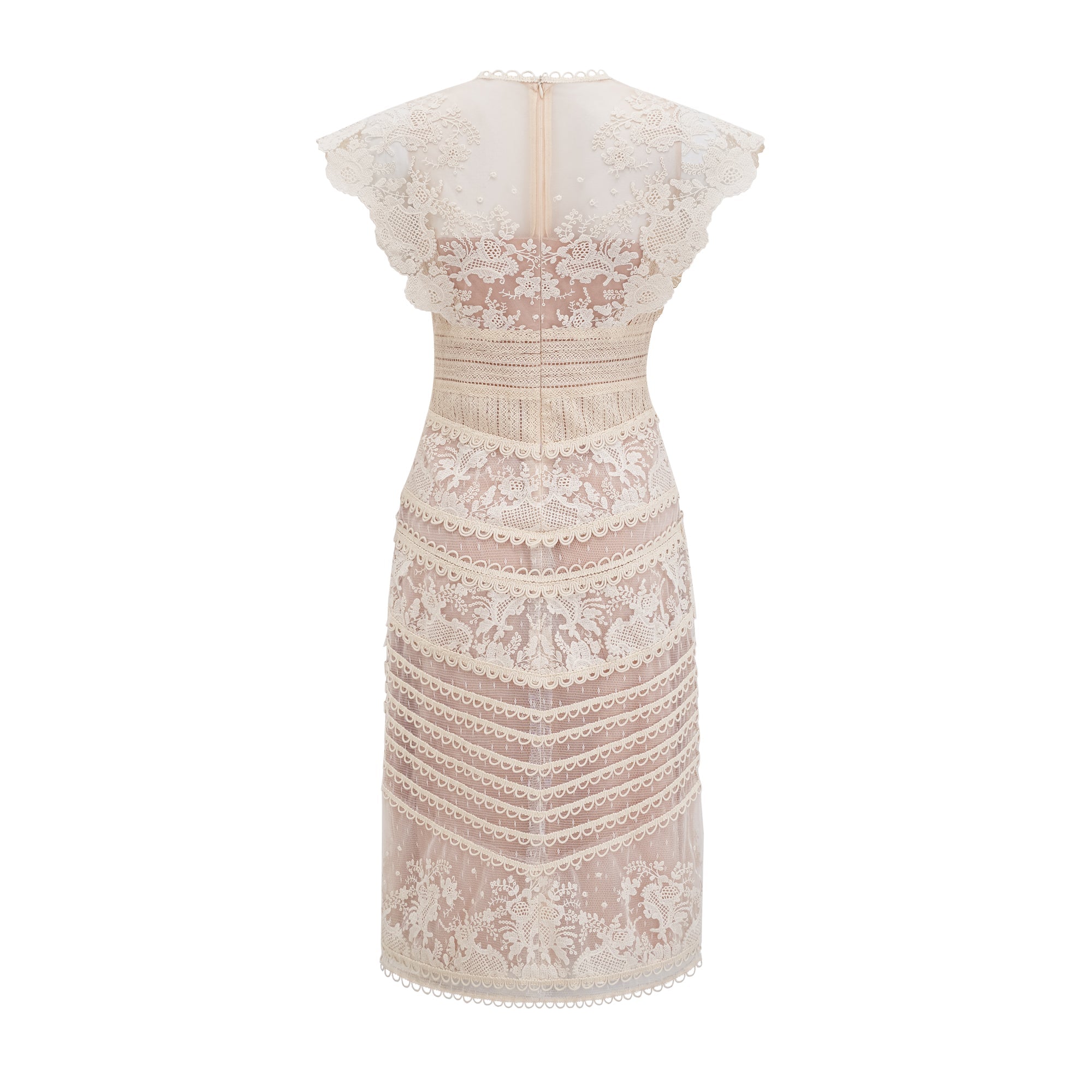 Fleur floral-embroidered lace midi dress in Neutrals (Final Sale-US Only)