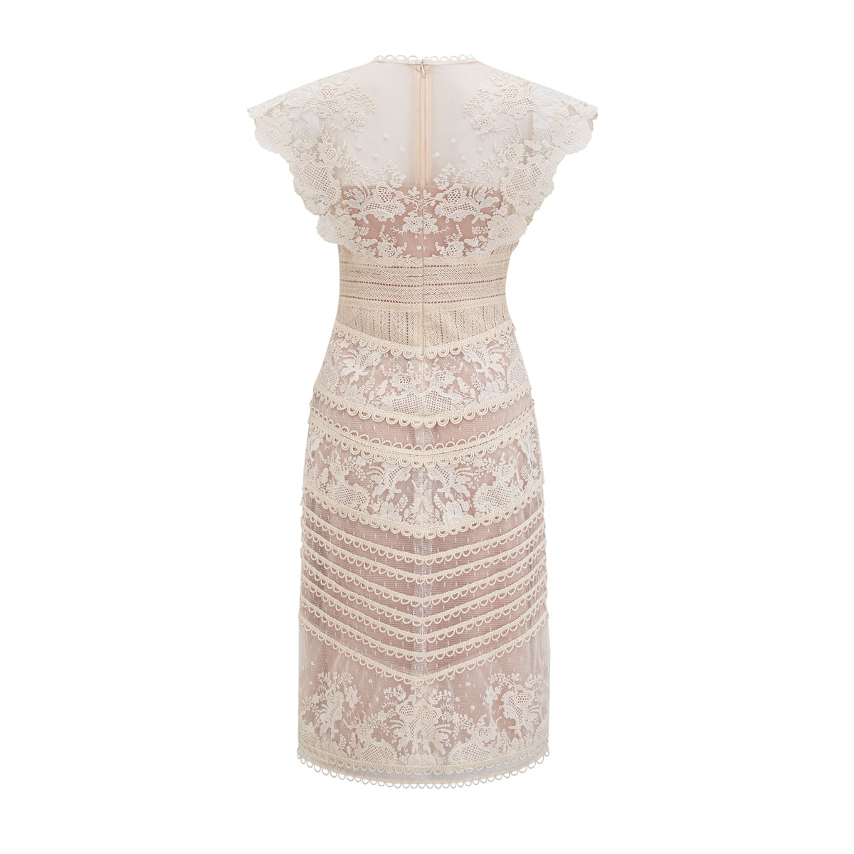 Fleur floral-embroidered lace midi dress in Neutrals (Final Sale-US Only)