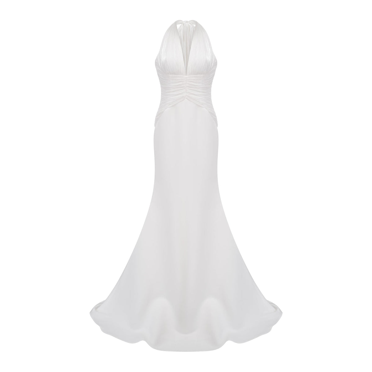 Emmeline White Train Design Gathered Maxi Dress (Final Sale-US Only)