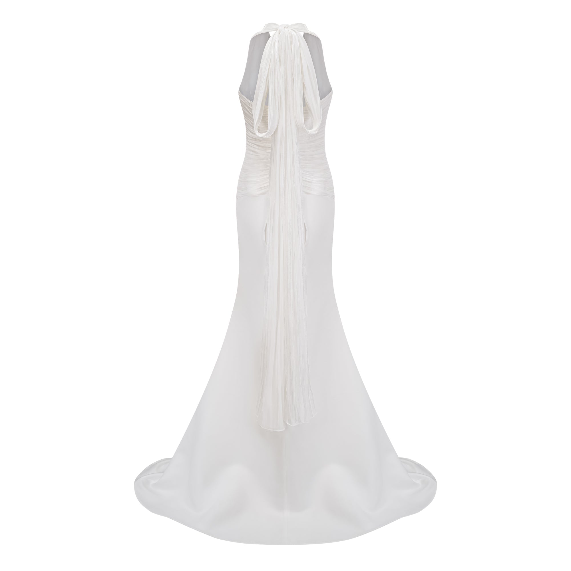 Emmeline White Train Design Gathered Maxi Dress (Final Sale-US Only)