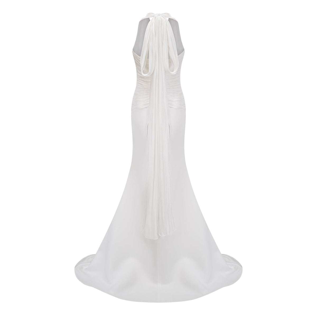 Emmeline White Train Design Gathered Maxi Dress (Final Sale-US Only)