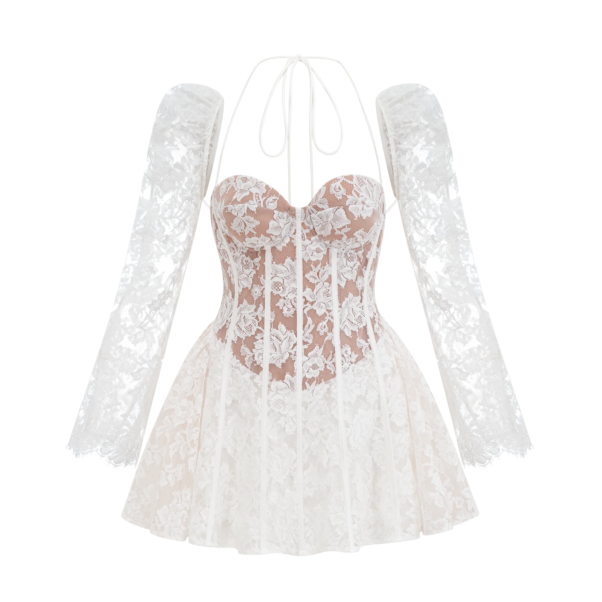 Vivienne white floral-lace corset mini dress (Final Sale-US Only)