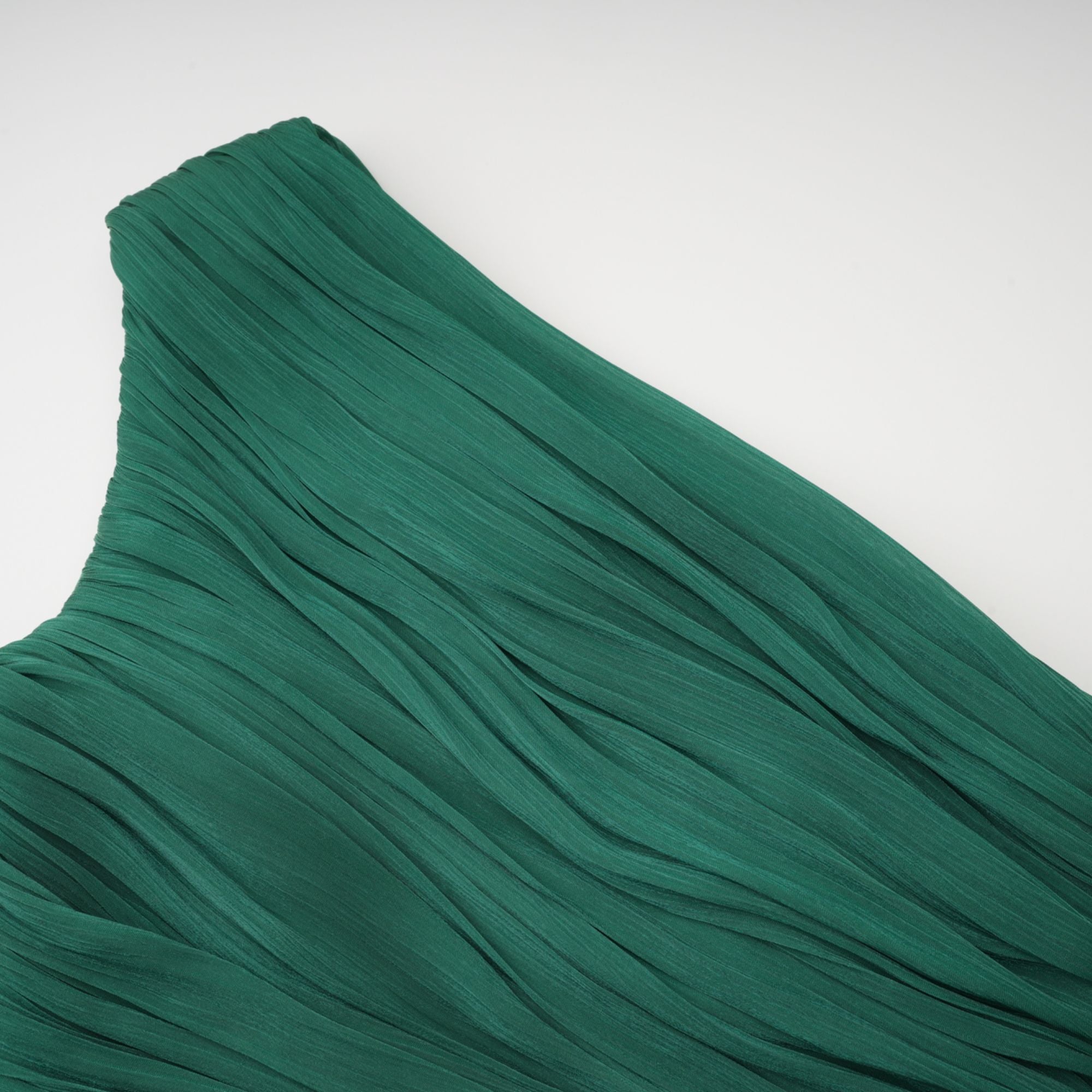 Emerald Green One Shoulder Ruched Maxi Dress