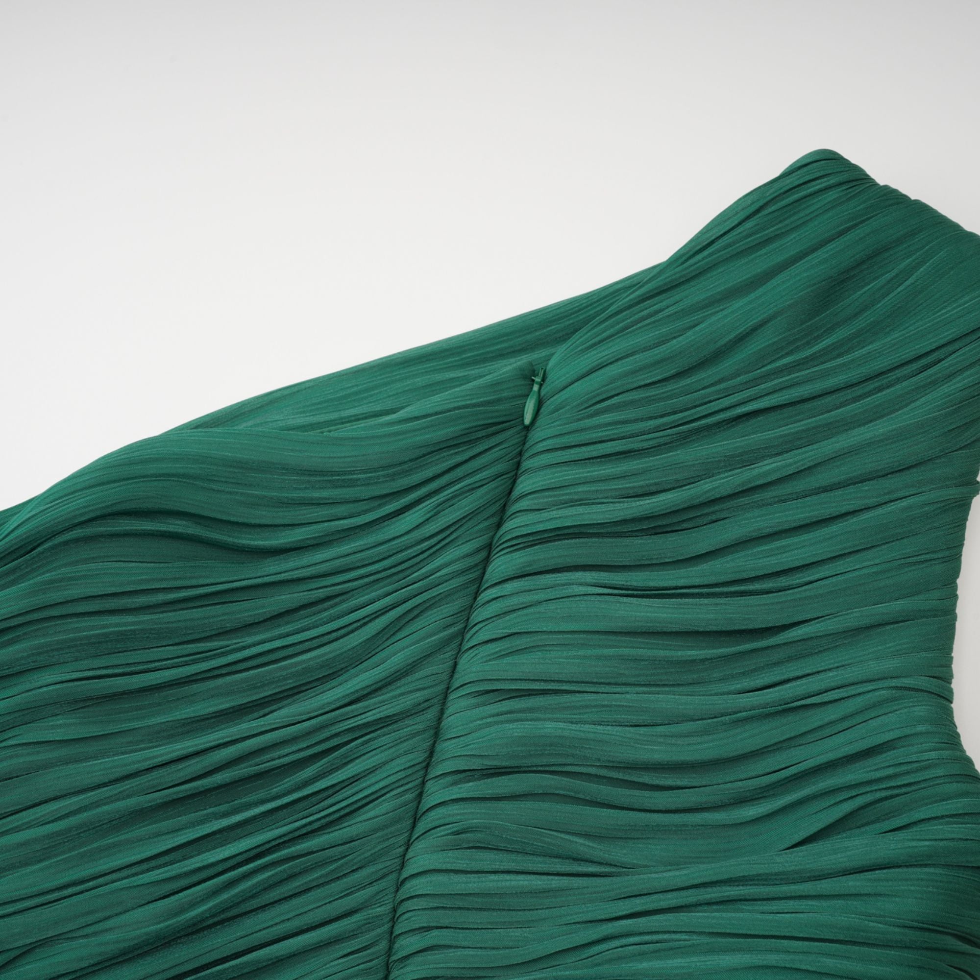 Emerald Green One Shoulder Ruched Maxi Dress (Final Sale-US Only)