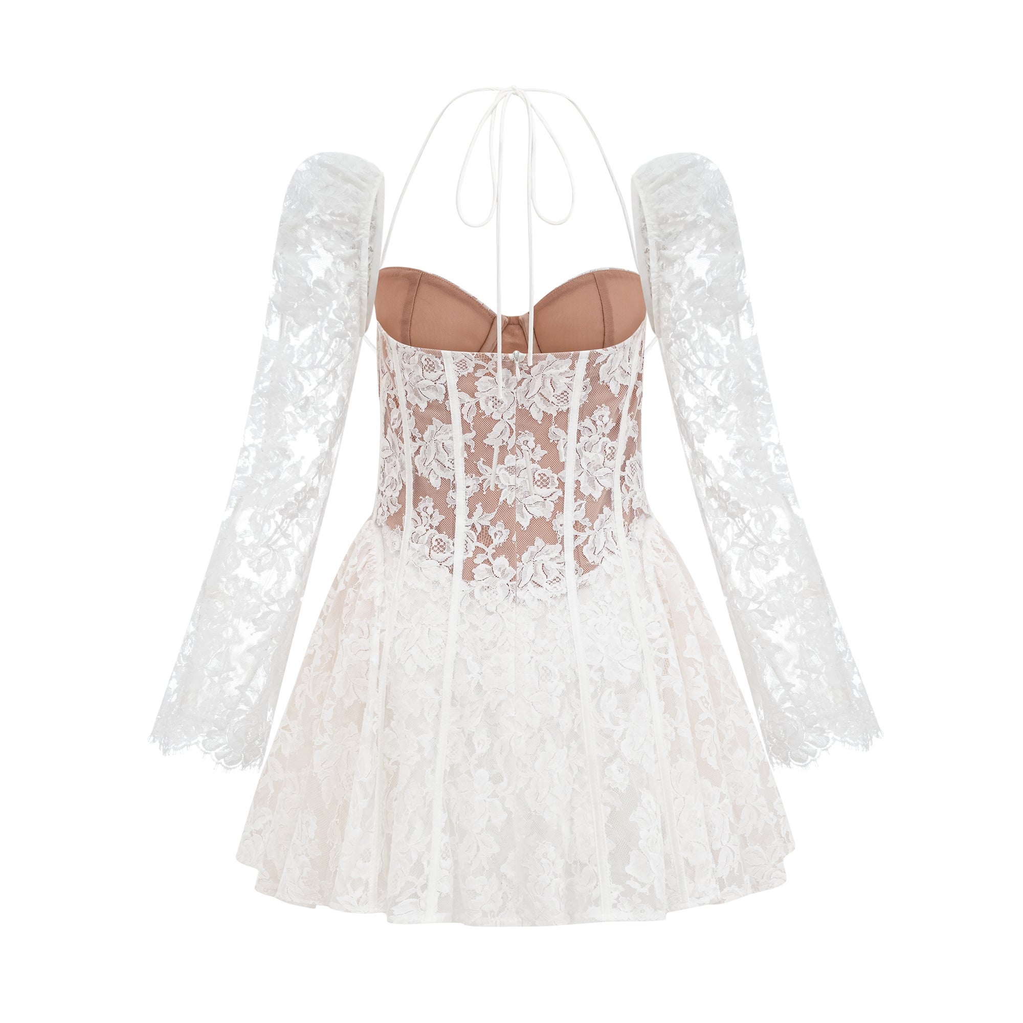 Vivienne white floral-lace corset mini dress (Final Sale-US Only)
