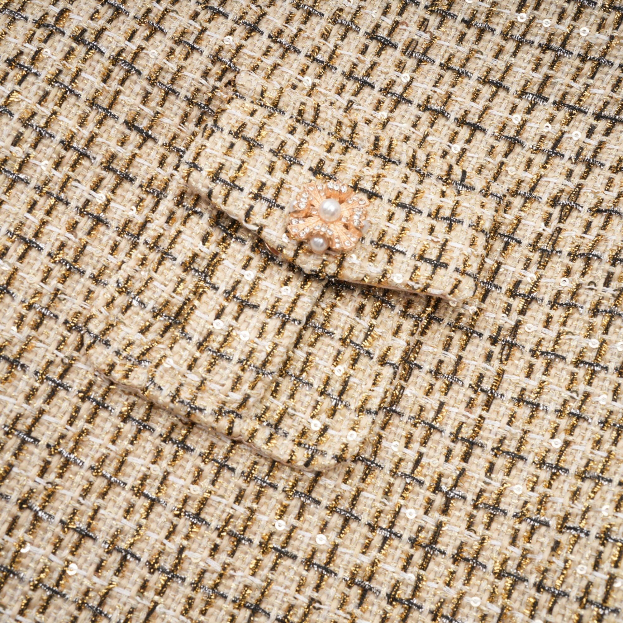 Aëlle gold tweed sequin jacket & skirt matching set