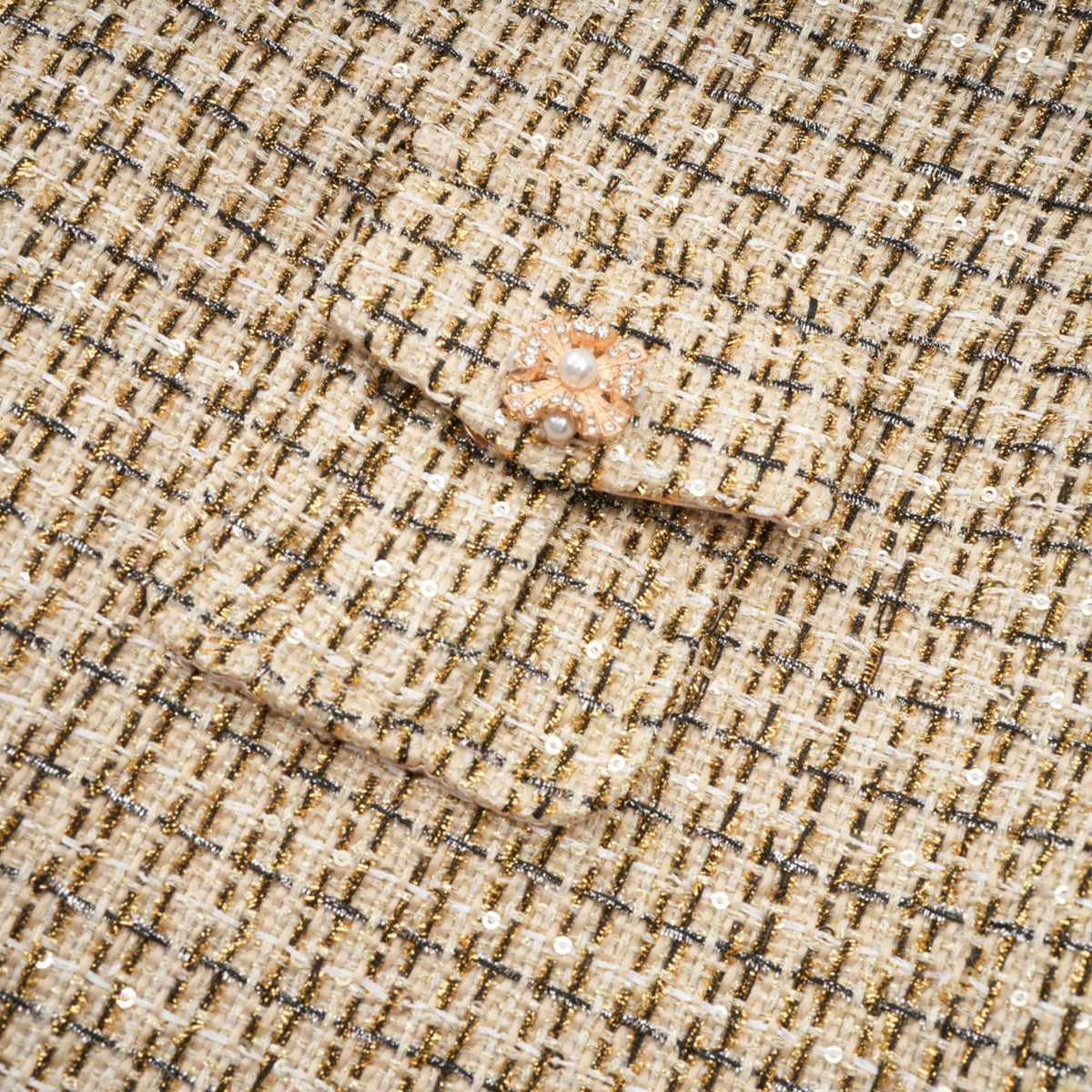Aëlle gold tweed sequin jacket & skirt matching set