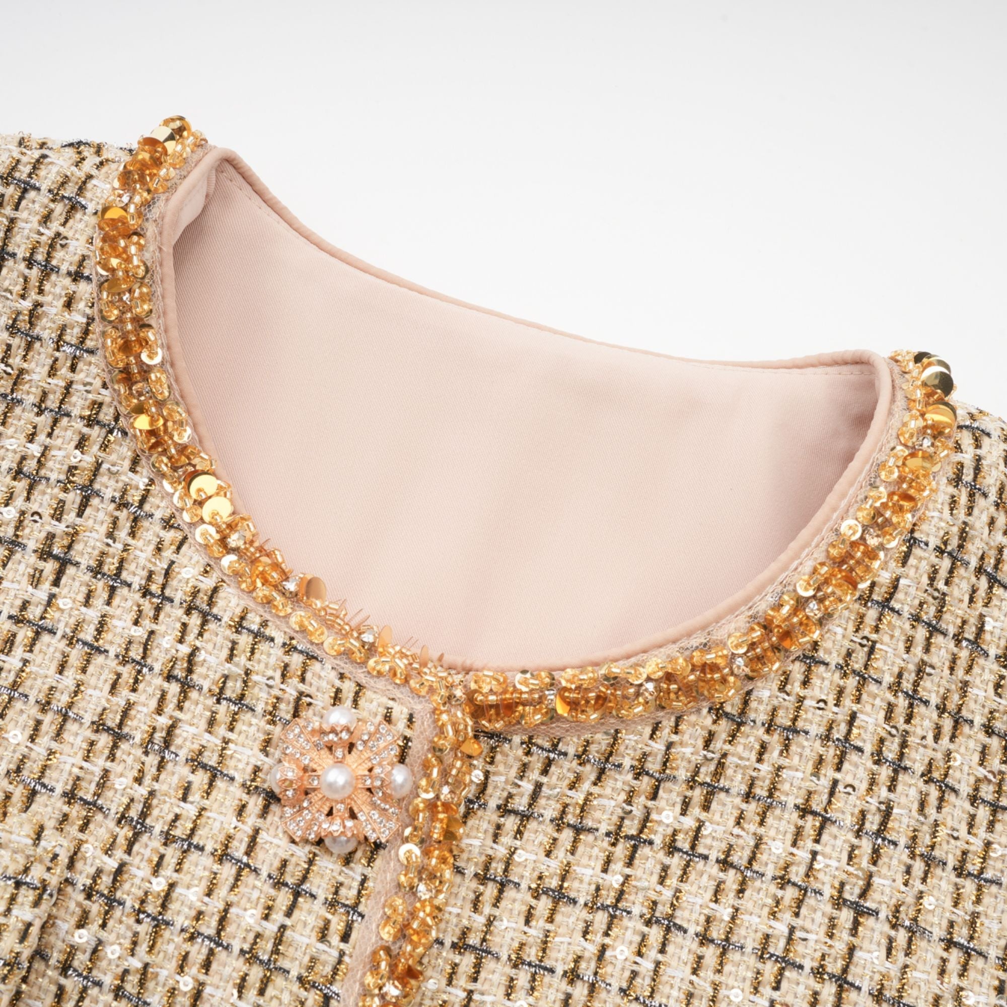 Aëlle gold tweed sequin jacket & skirt matching set