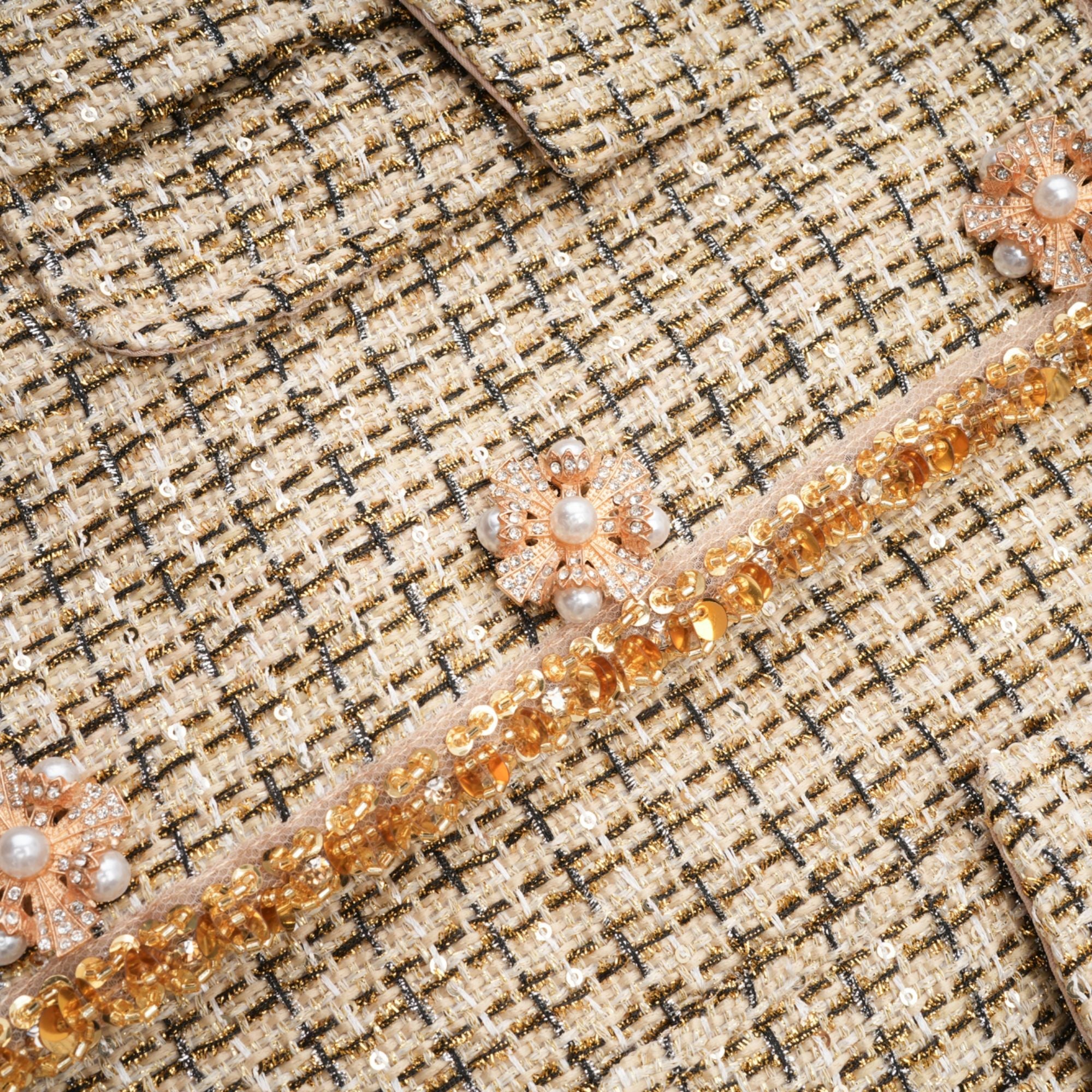 Aëlle gold tweed sequin jacket & skirt matching set
