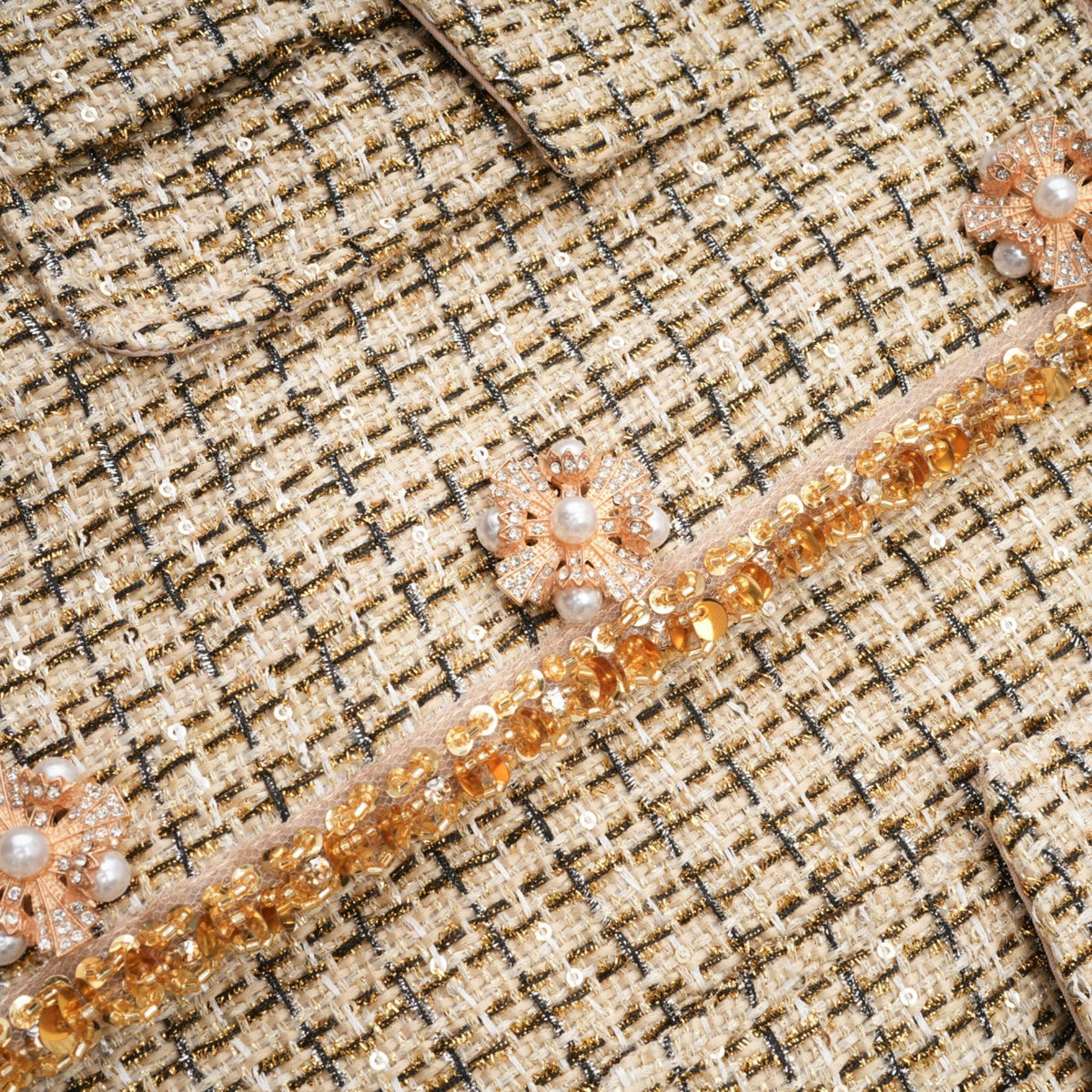 Aëlle gold tweed sequin jacket & skirt matching set