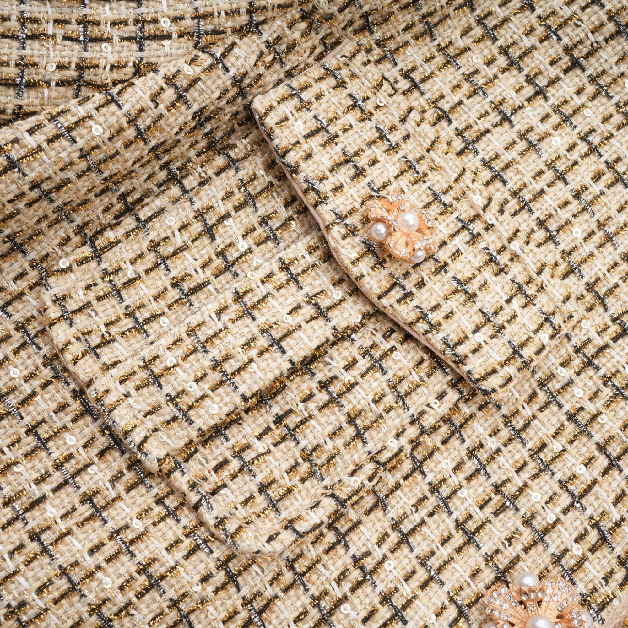 Aëlle gold tweed sequin jacket & skirt matching set