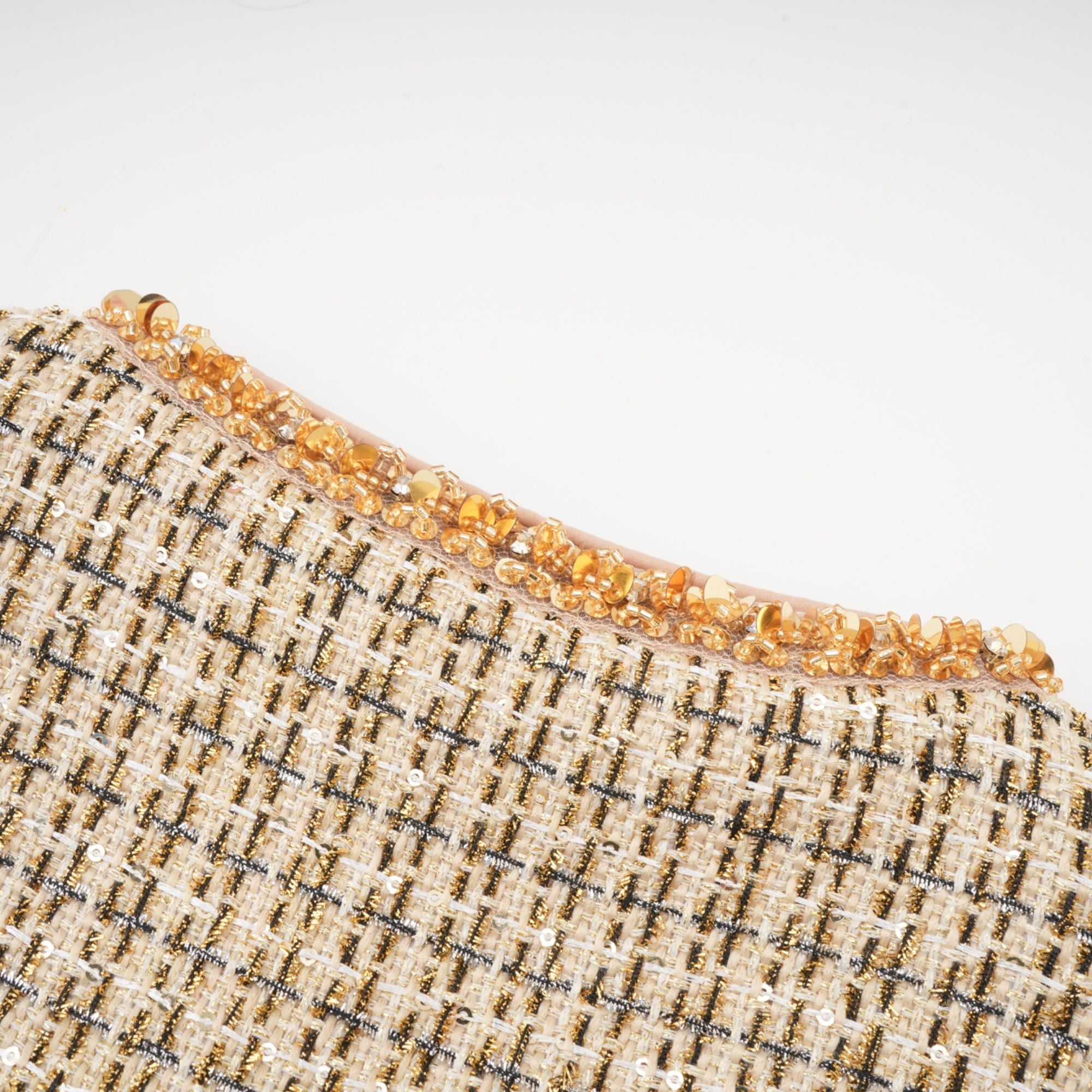 Aëlle gold tweed sequin jacket & skirt matching set