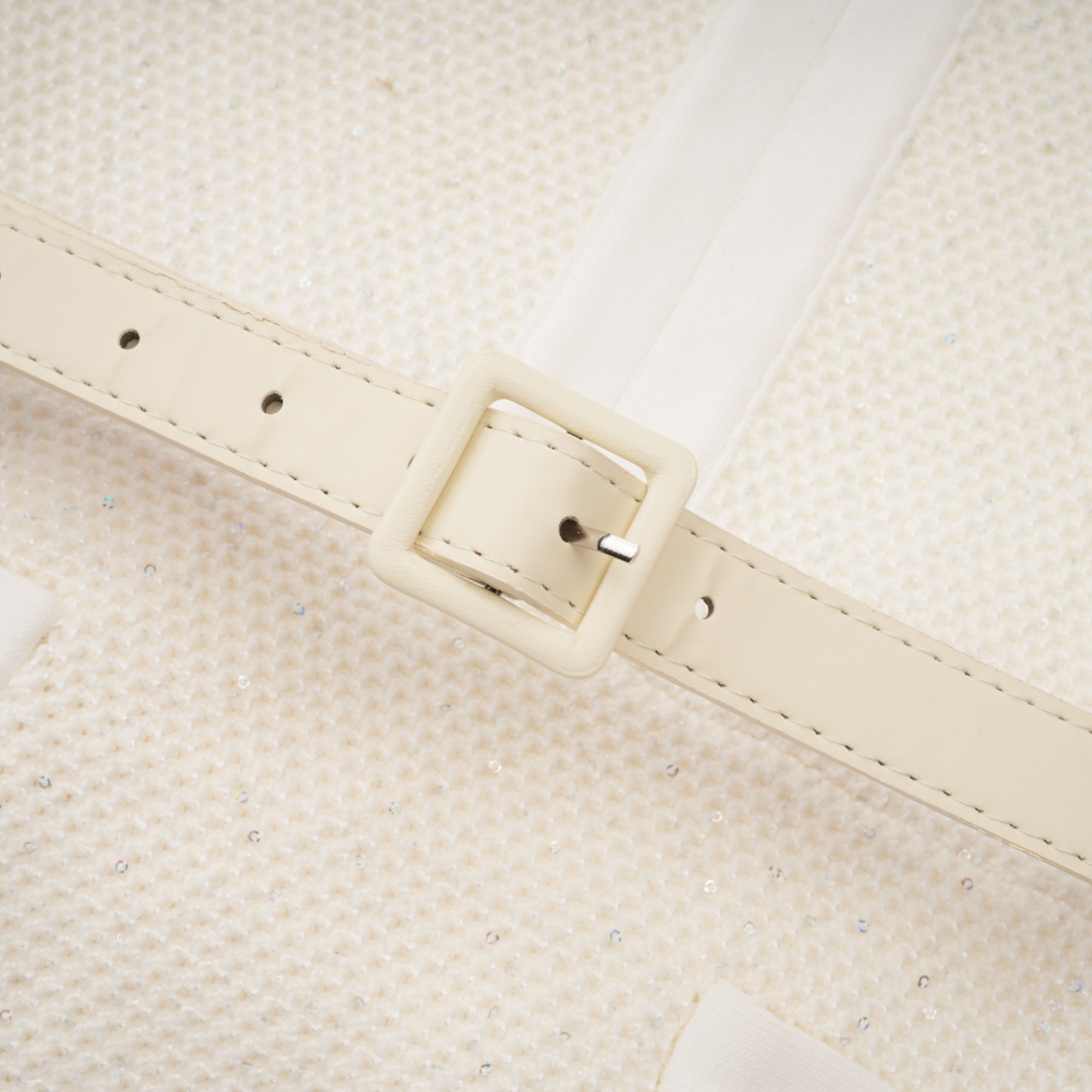 Adélade White Embellished Knit Midi Dress