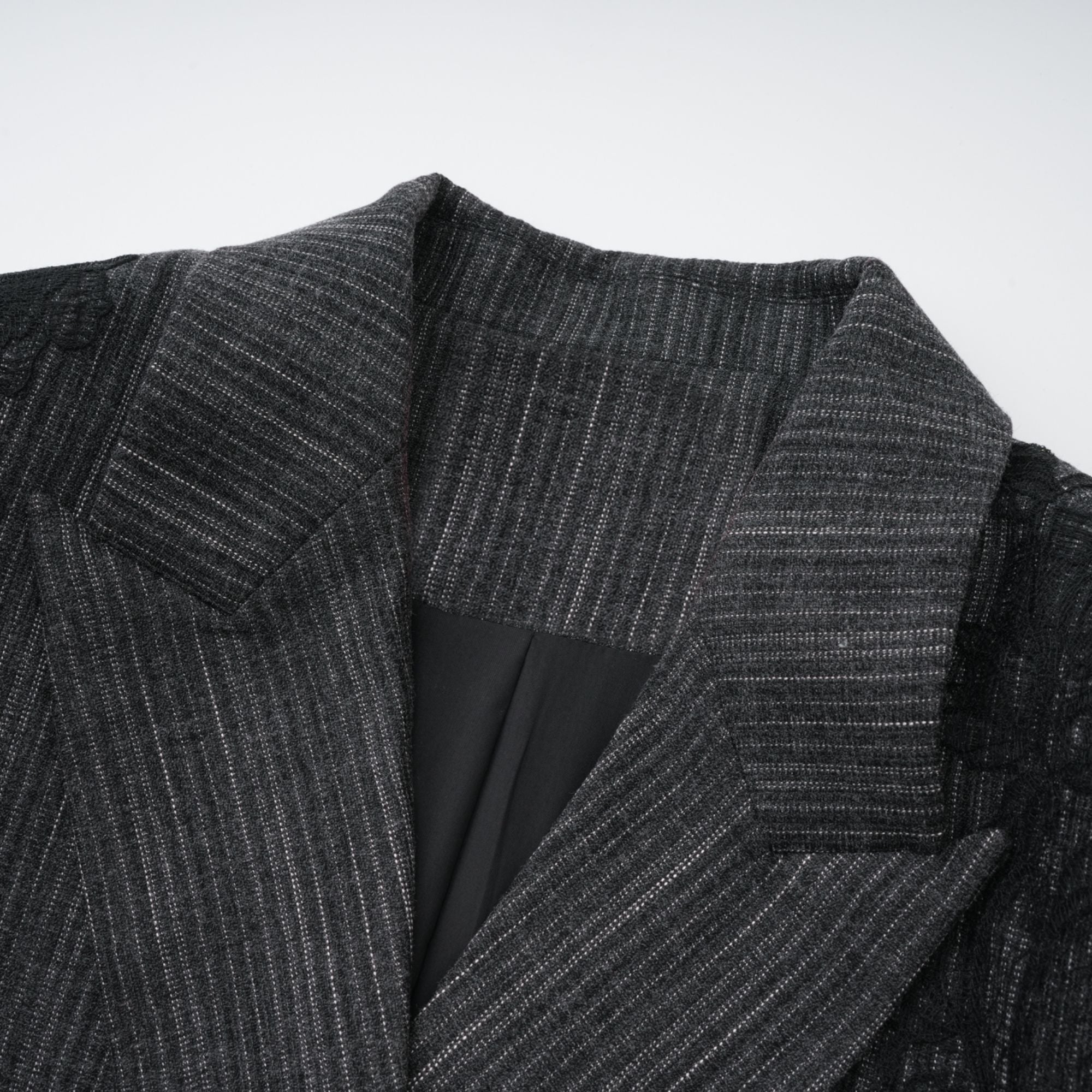 Sidonie Grey Floral Appliqué Striped Blazer & Skirt Set