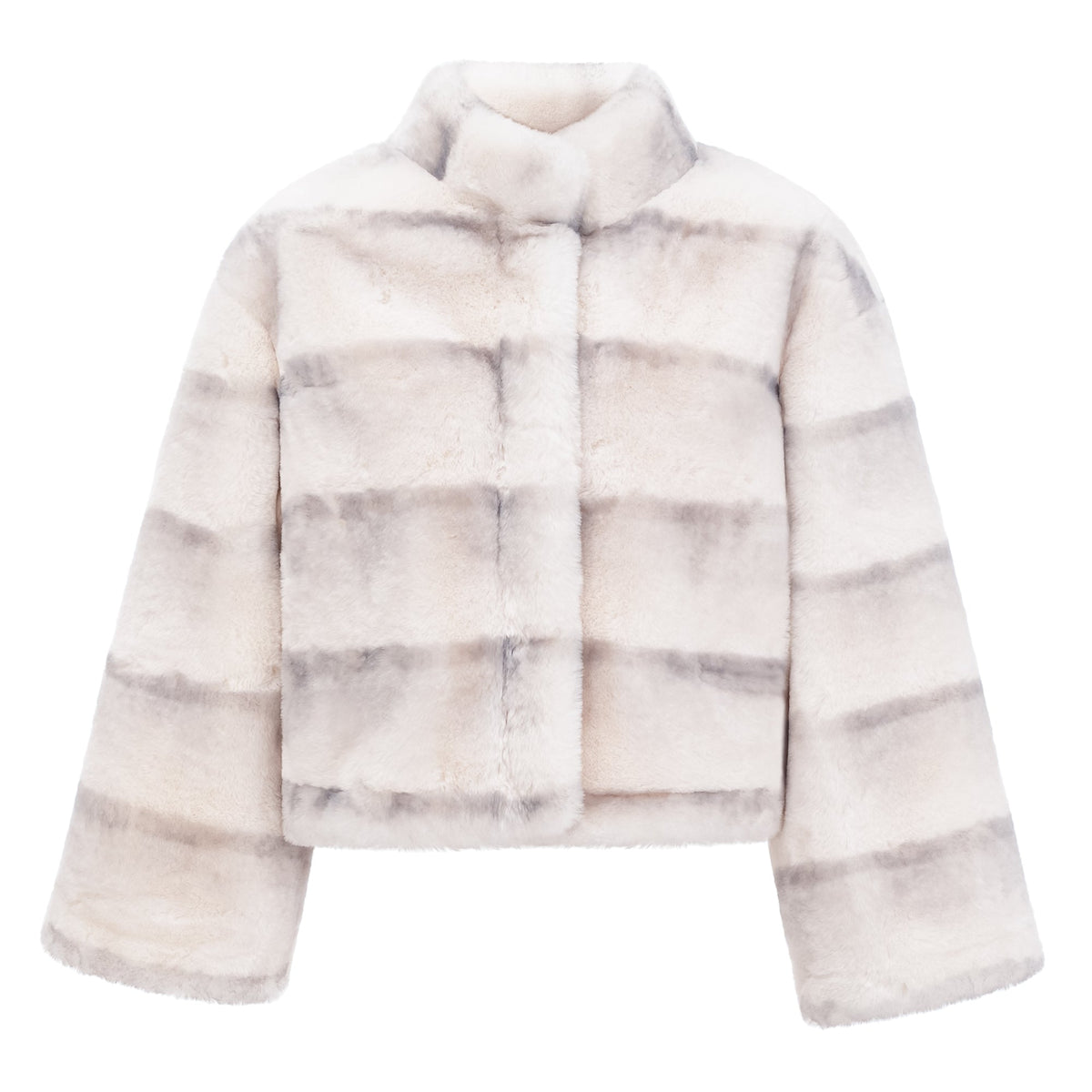 Alina White Gradient Faux Fur Short Coat