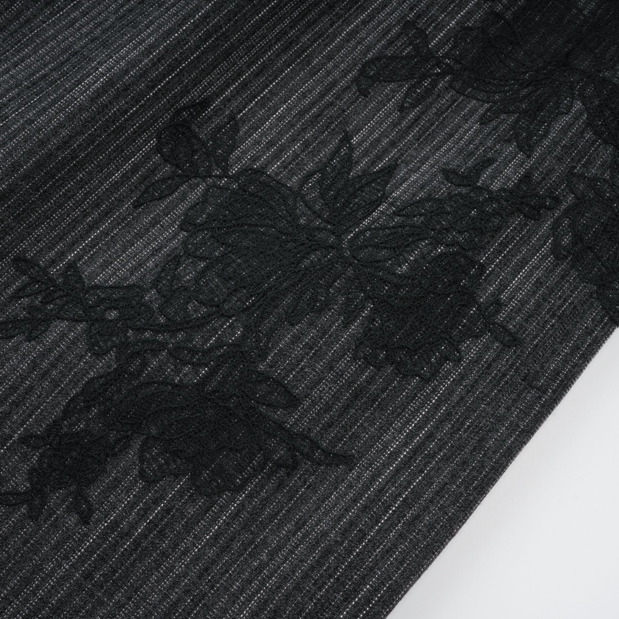 Sidonie Grey Floral Appliqué Striped Blazer & Skirt Set