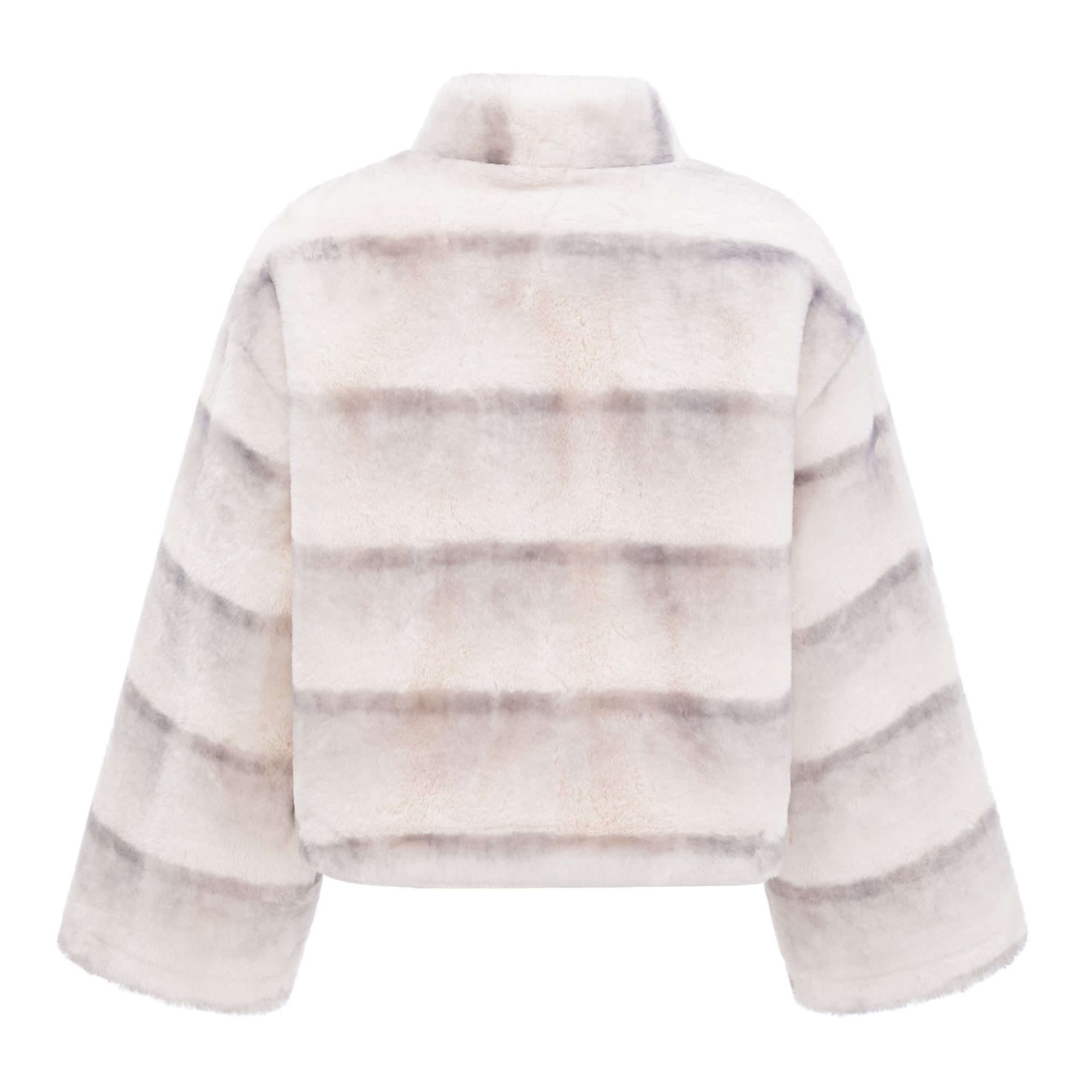 Alina White Gradient Faux Fur Short Coat
