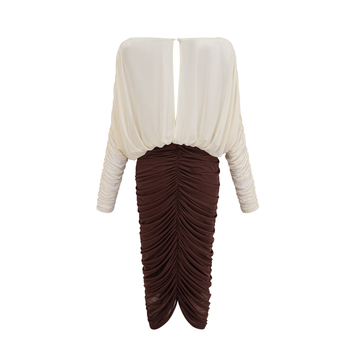 Léontine color-blocked flower-brooch ruched midi dress (Final Sale-US Only)