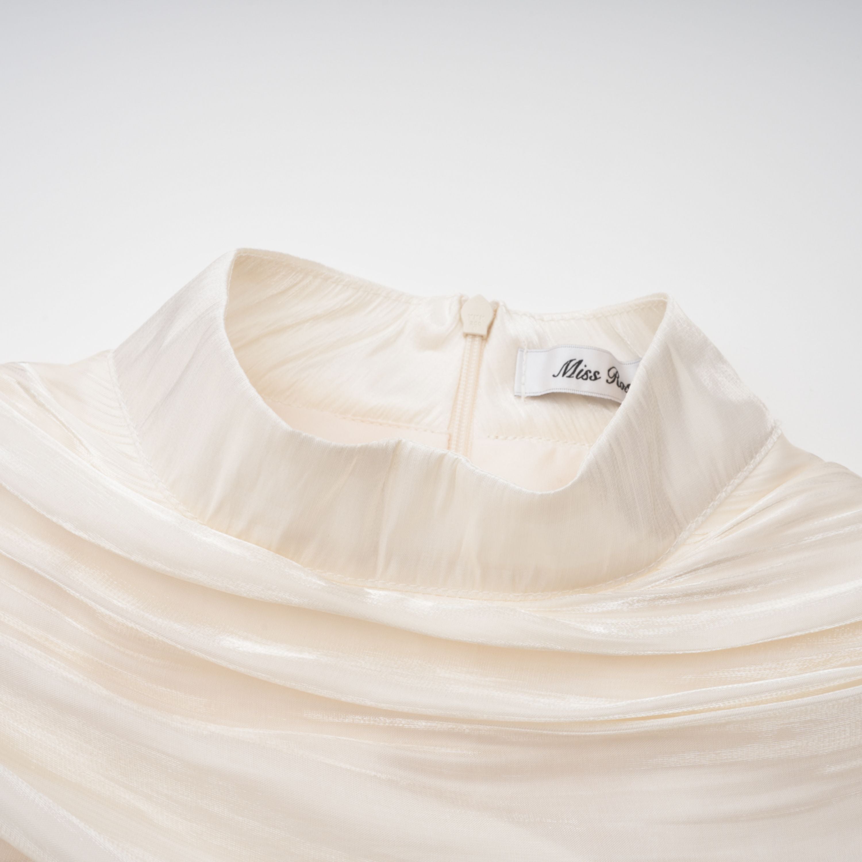 Gustave Neutral Ruched Cape Ruffled Maxi Dress (Final Sale-US Only)