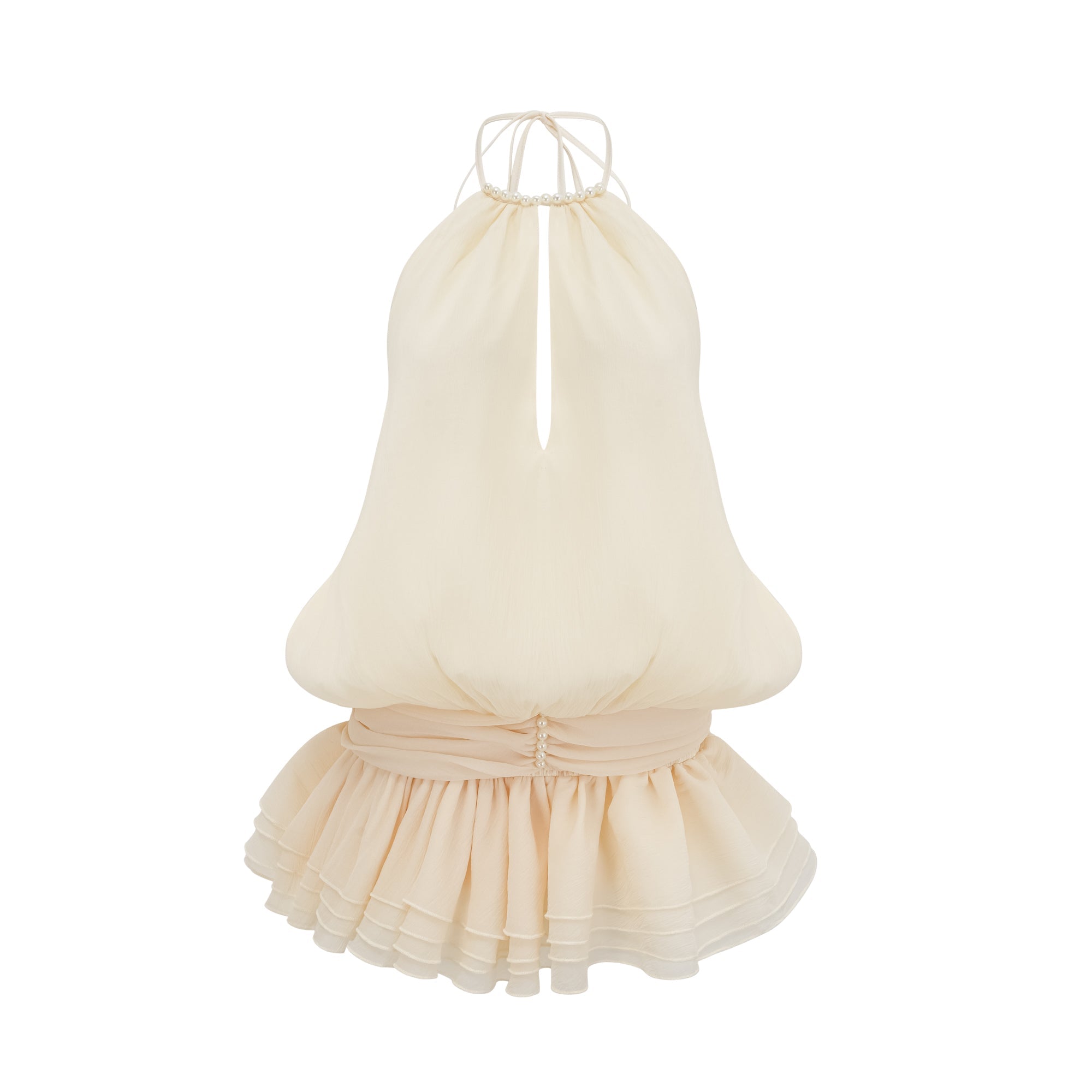 Bérénice white halterneck faux-pearl mini dress (Final Sale-US Only)