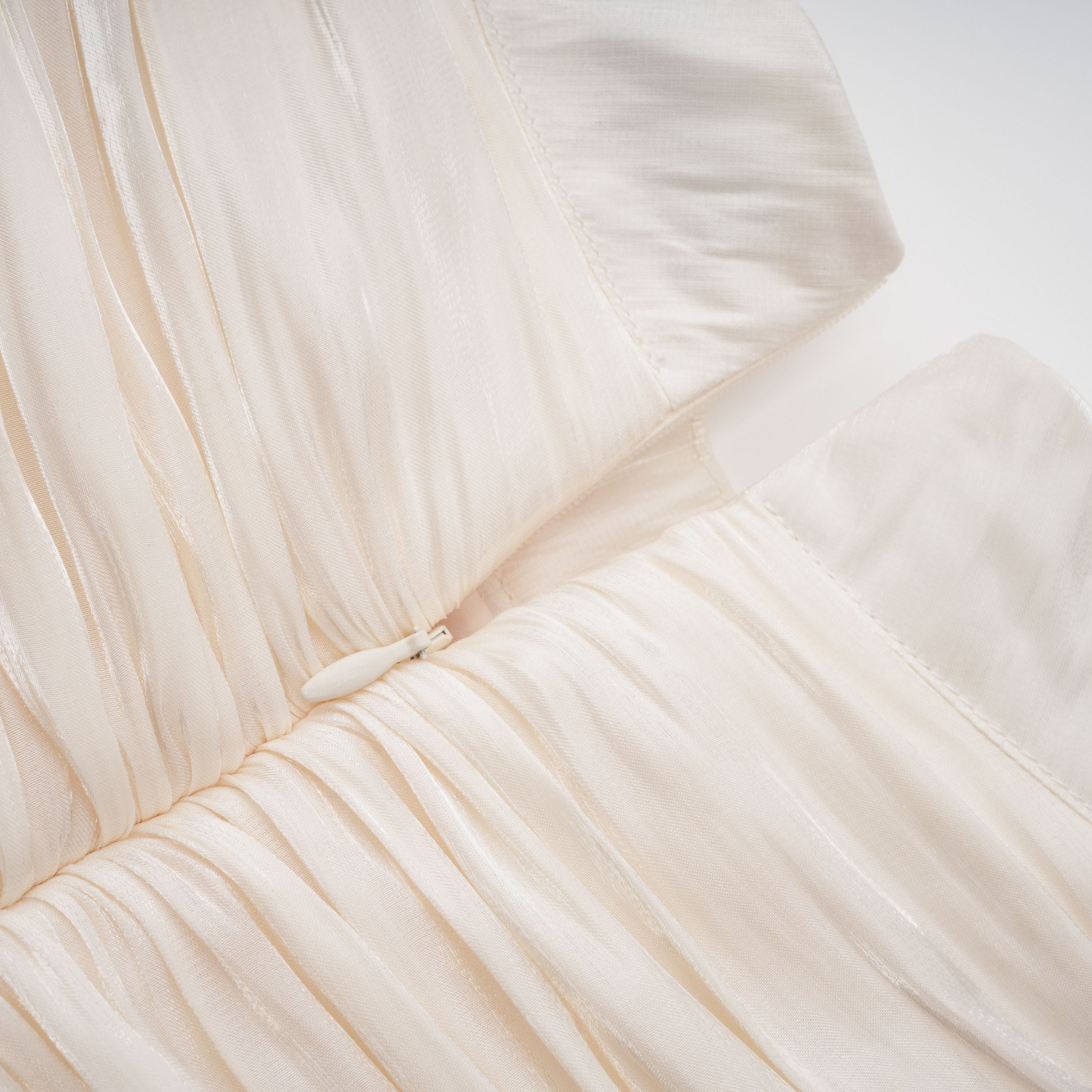 Gustave Neutral Ruched Cape Ruffled Maxi Dress (Final Sale-US Only)