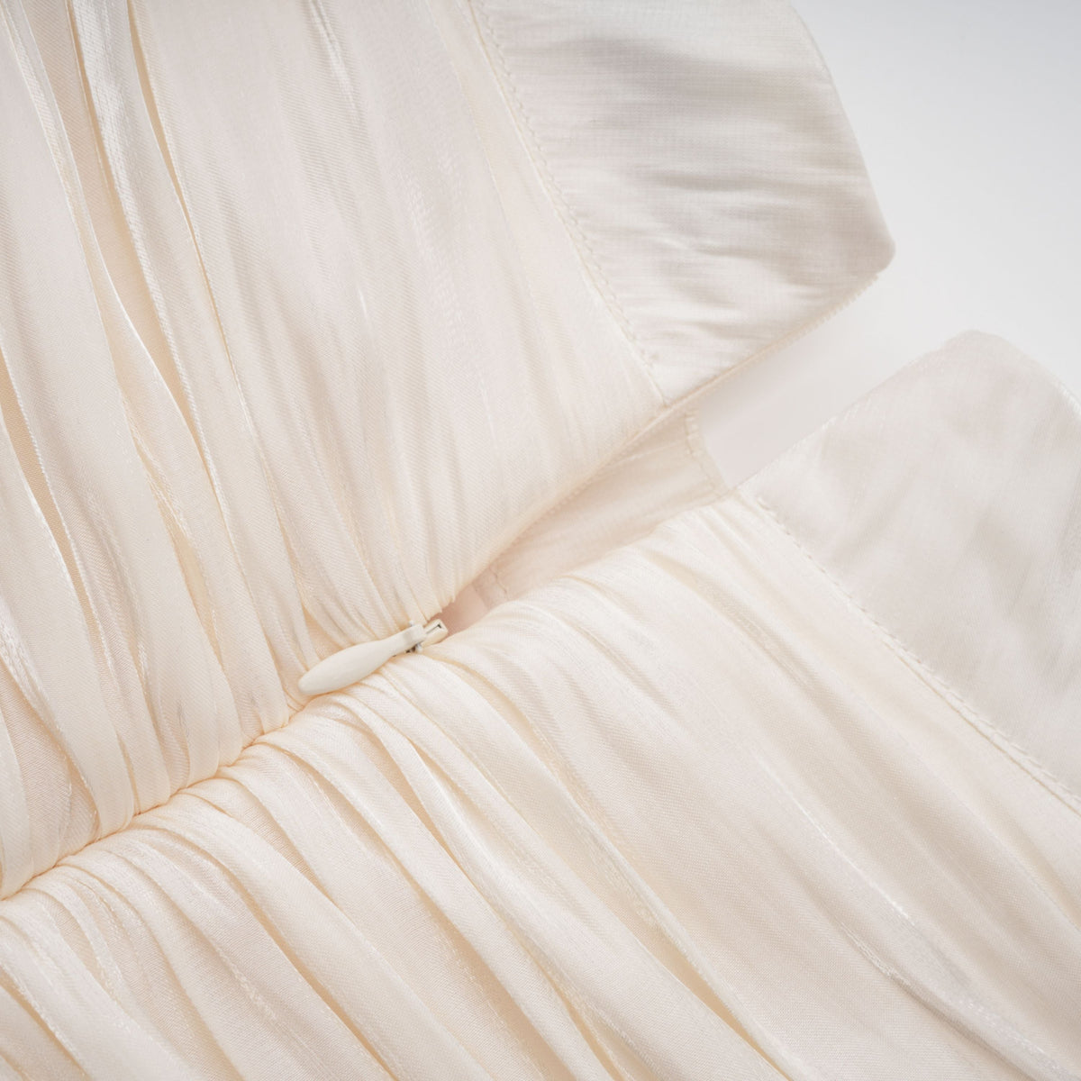 Gustave Neutral Ruched Cape Ruffled Maxi Dress (Final Sale-US Only)