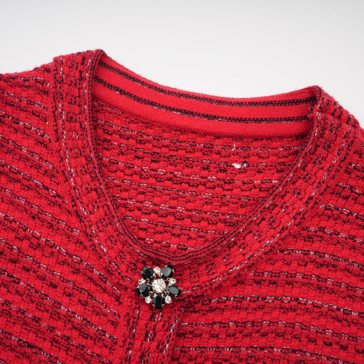 Faustine red embellished knit midi dress
