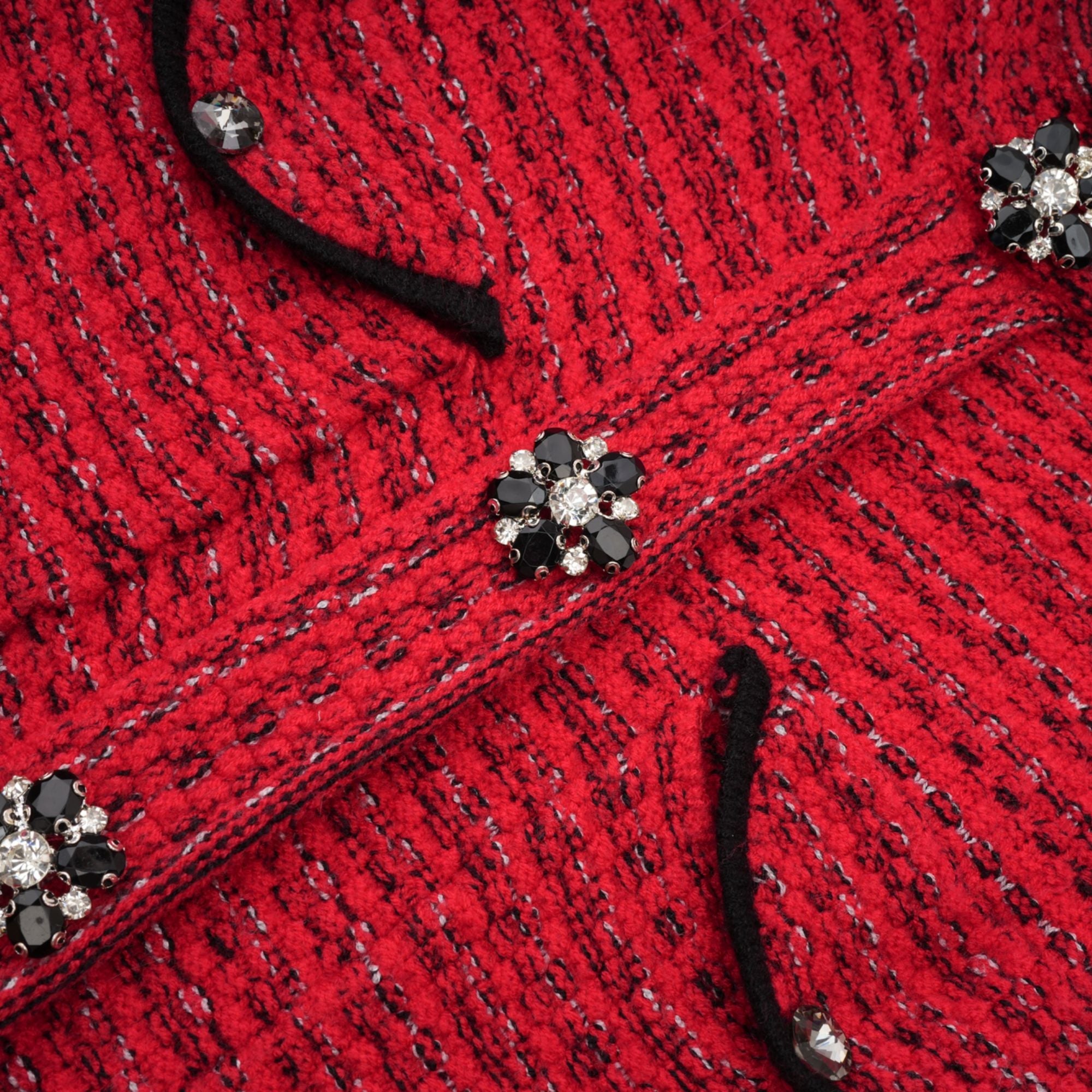 Faustine red embellished knit midi dress
