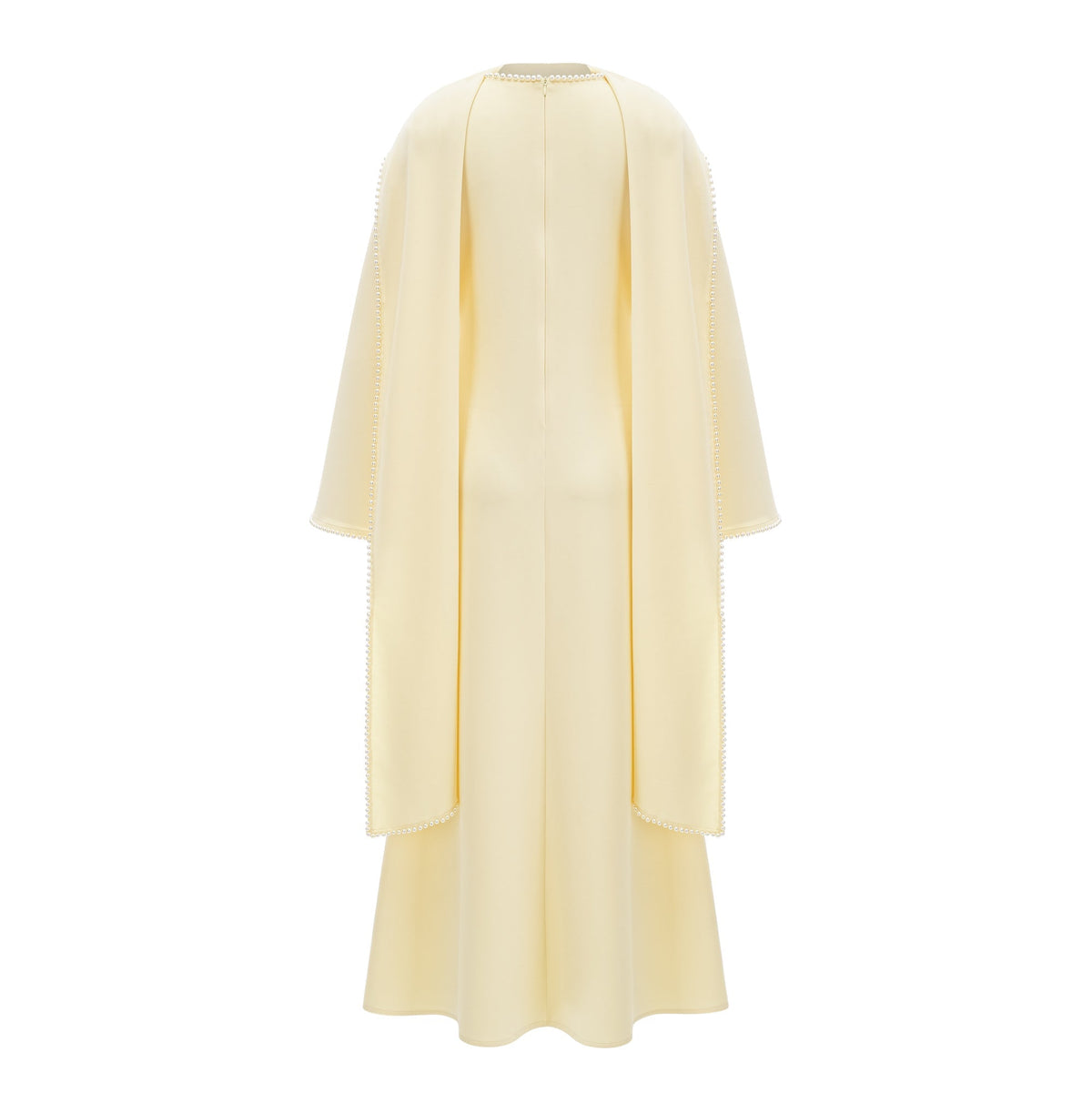 Piroska Yellow Pearl Trim Shawl Detail Maxi Dress