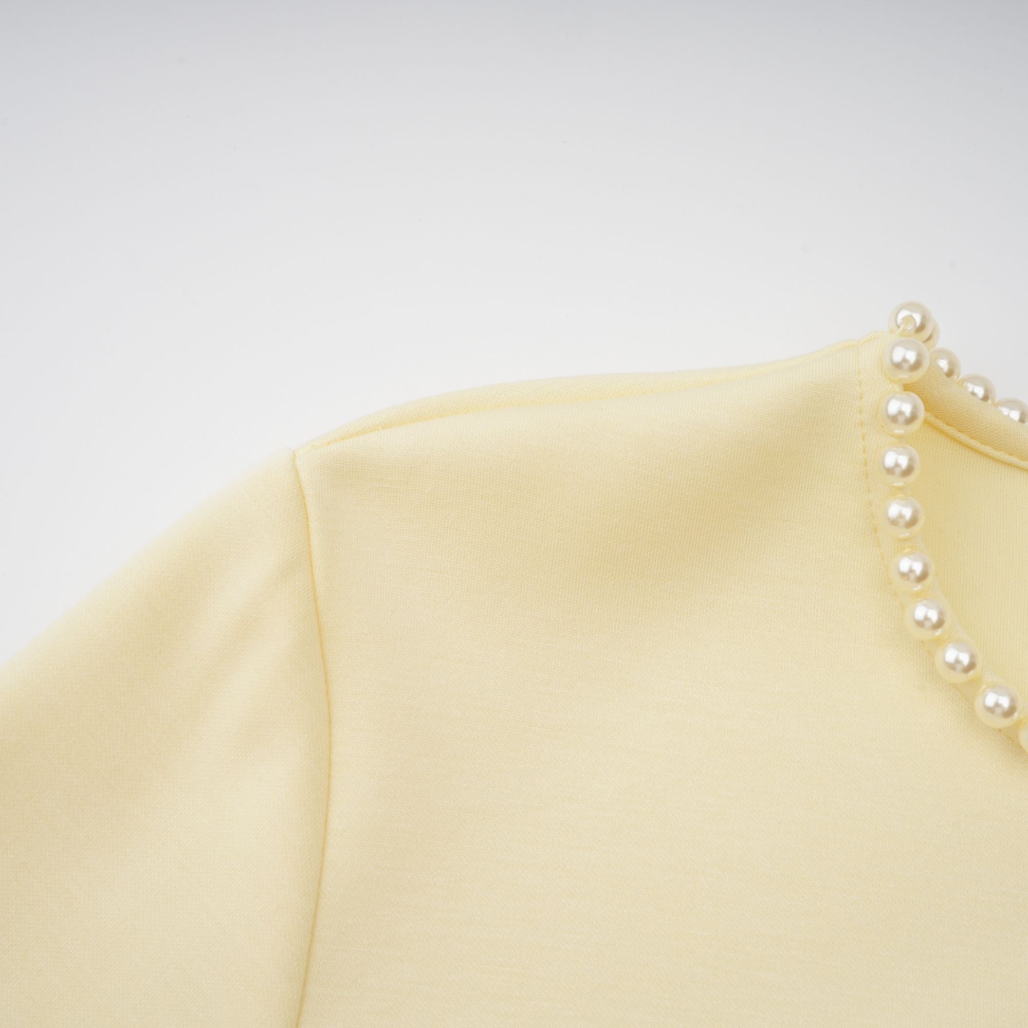 Piroska Yellow Pearl Trim Shawl Detail Maxi Dress