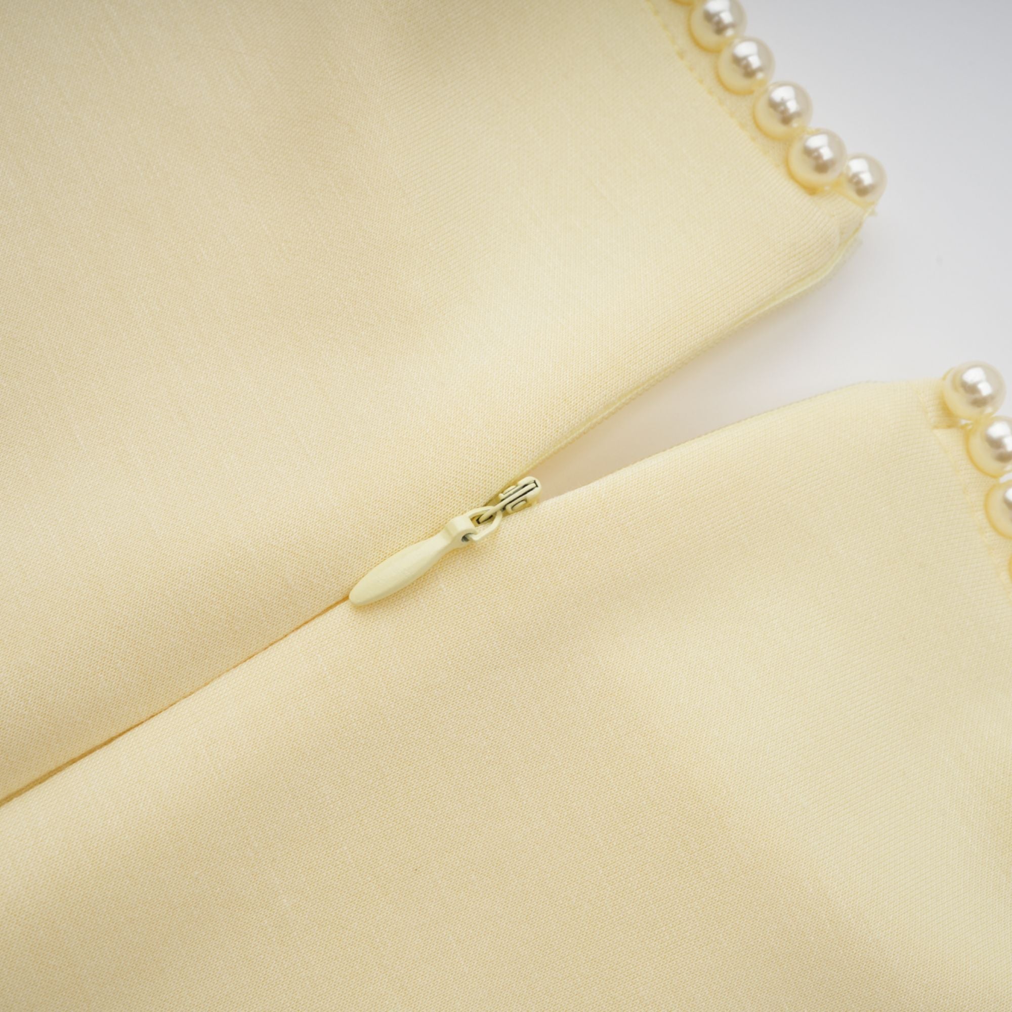 Piroska Yellow Pearl Trim Shawl Detail Maxi Dress