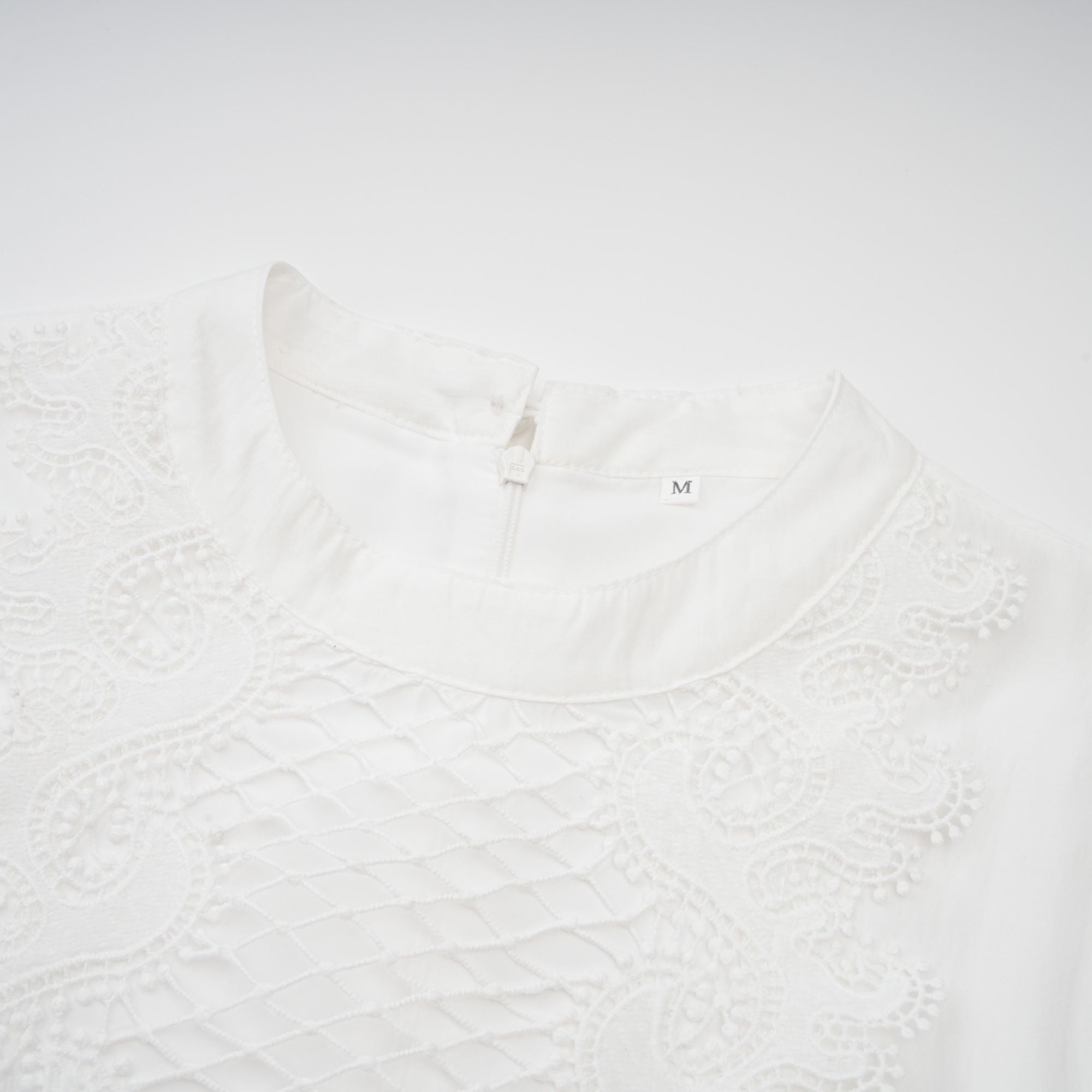 Tamara white belted lace-trim panelled midi dress