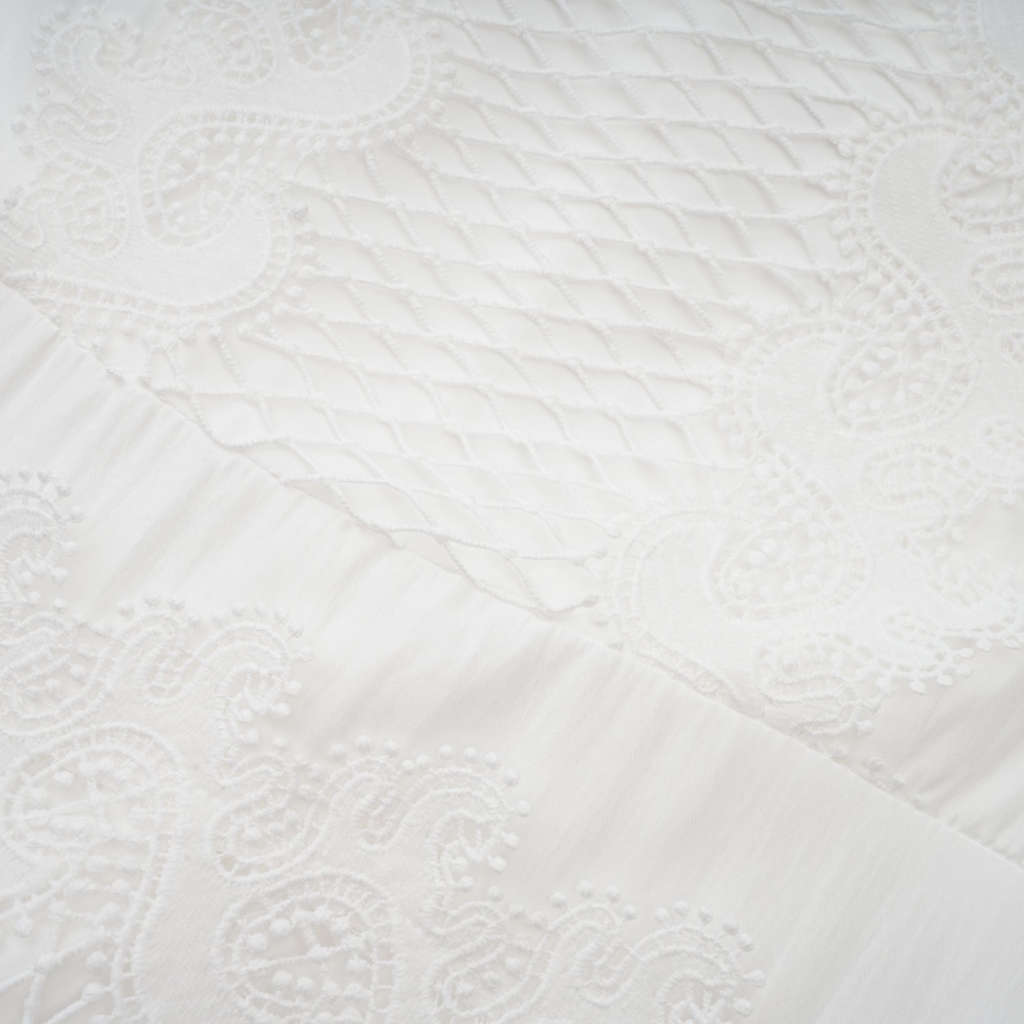Tamara white belted lace-trim panelled midi dress