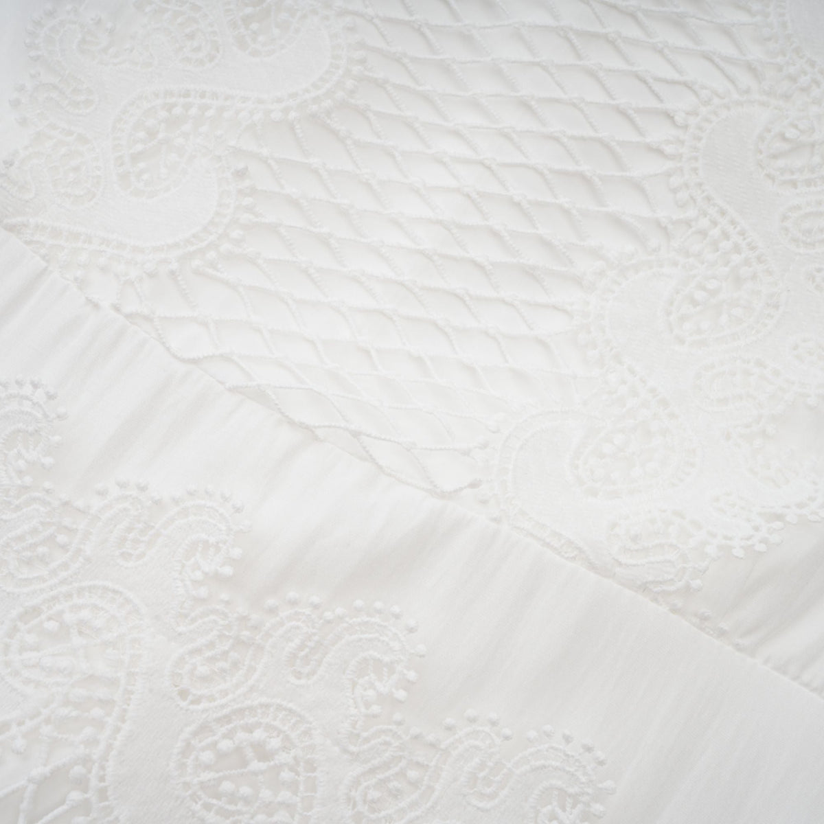 Tamara white belted lace-trim panelled midi dress