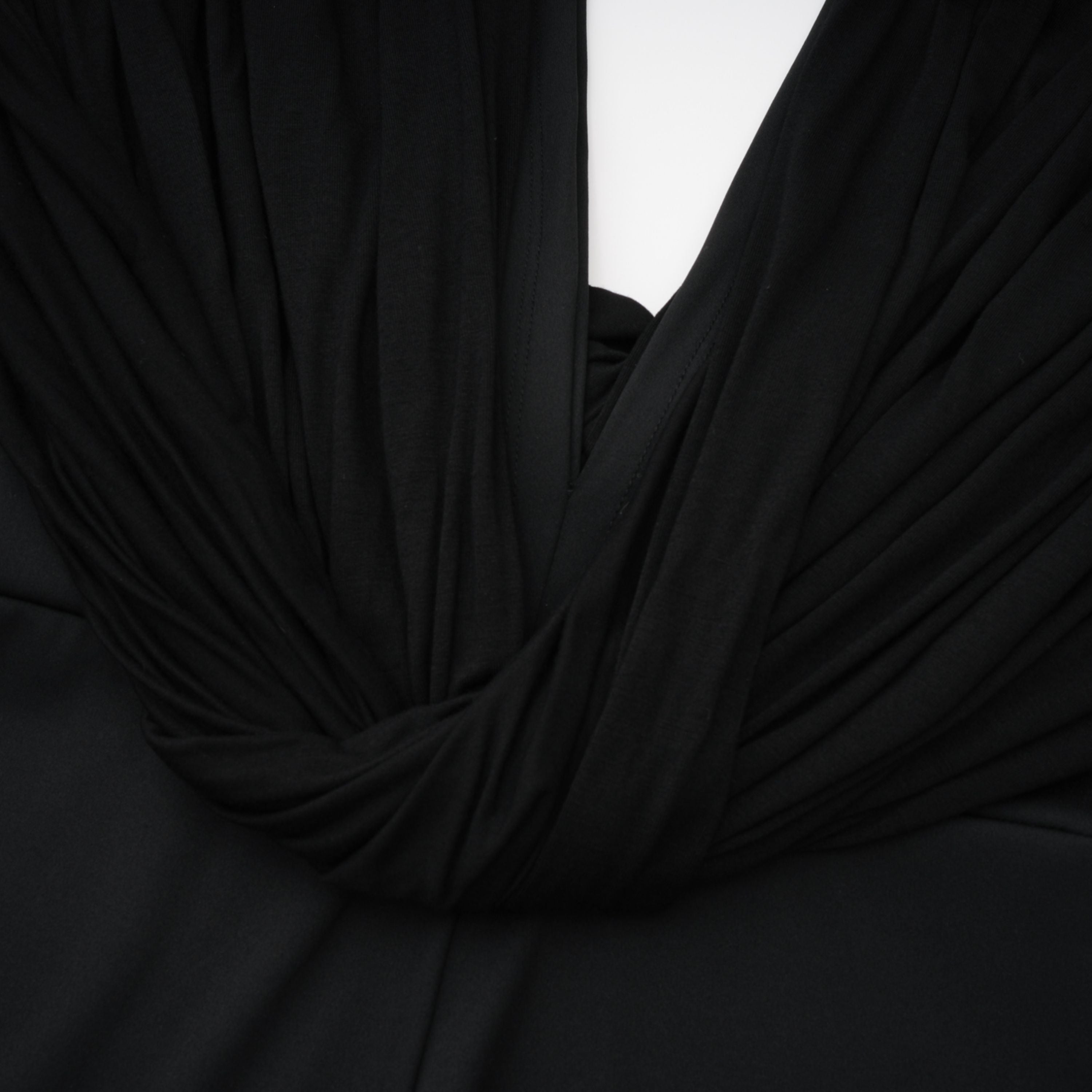 Gianina Black Deep V-Neck Draped Jumpsuit