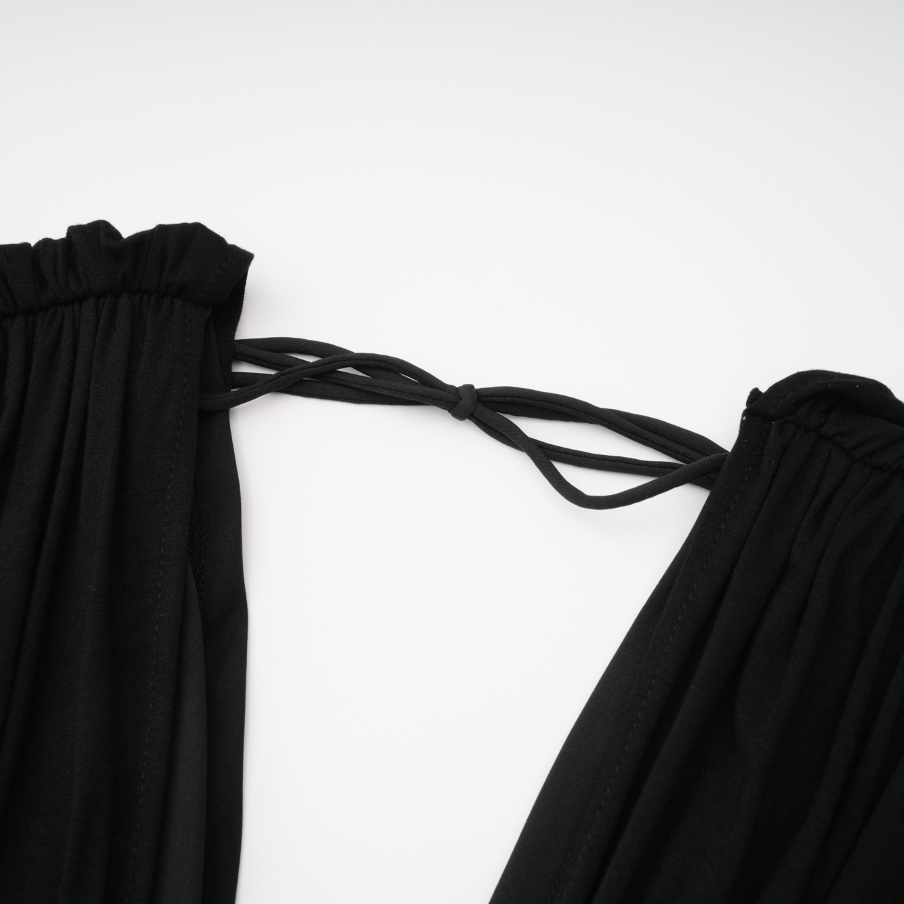 Gianina Black Deep V-Neck Draped Jumpsuit