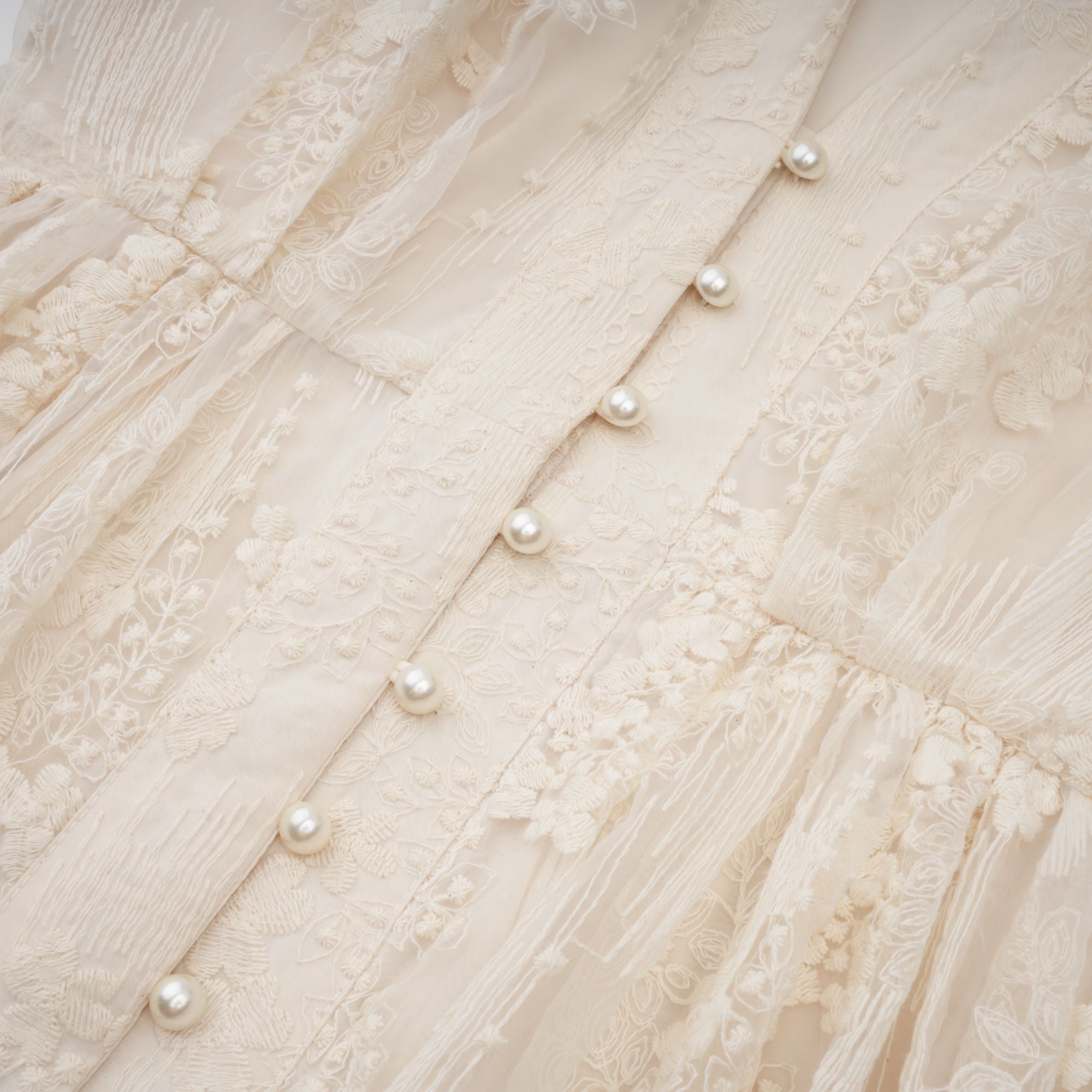 Roxane neutrals lace-embroidered midi dress