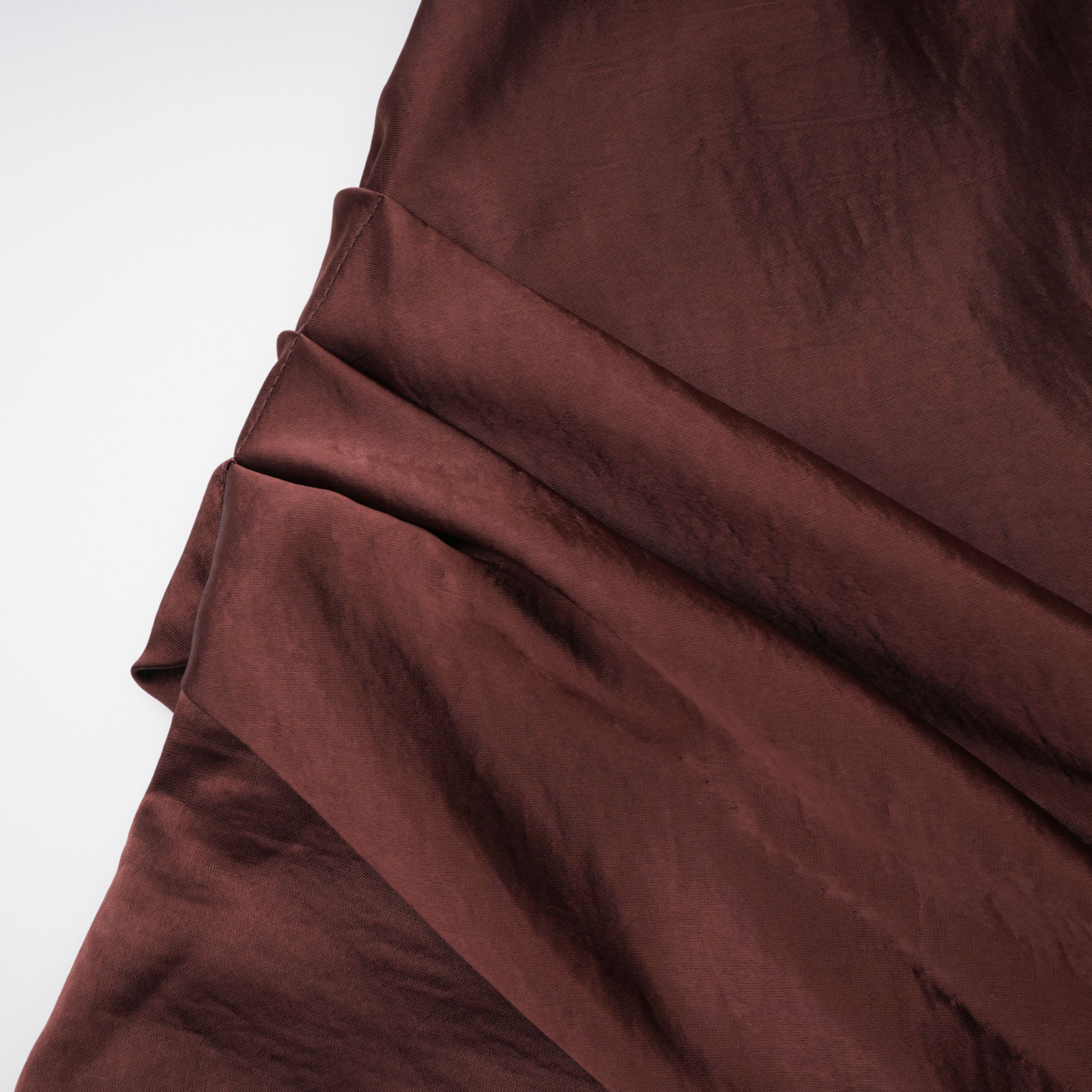 Luisa Brown Asymmetrical Gathered Satin Maxi Dress (Final Sale-US Only)