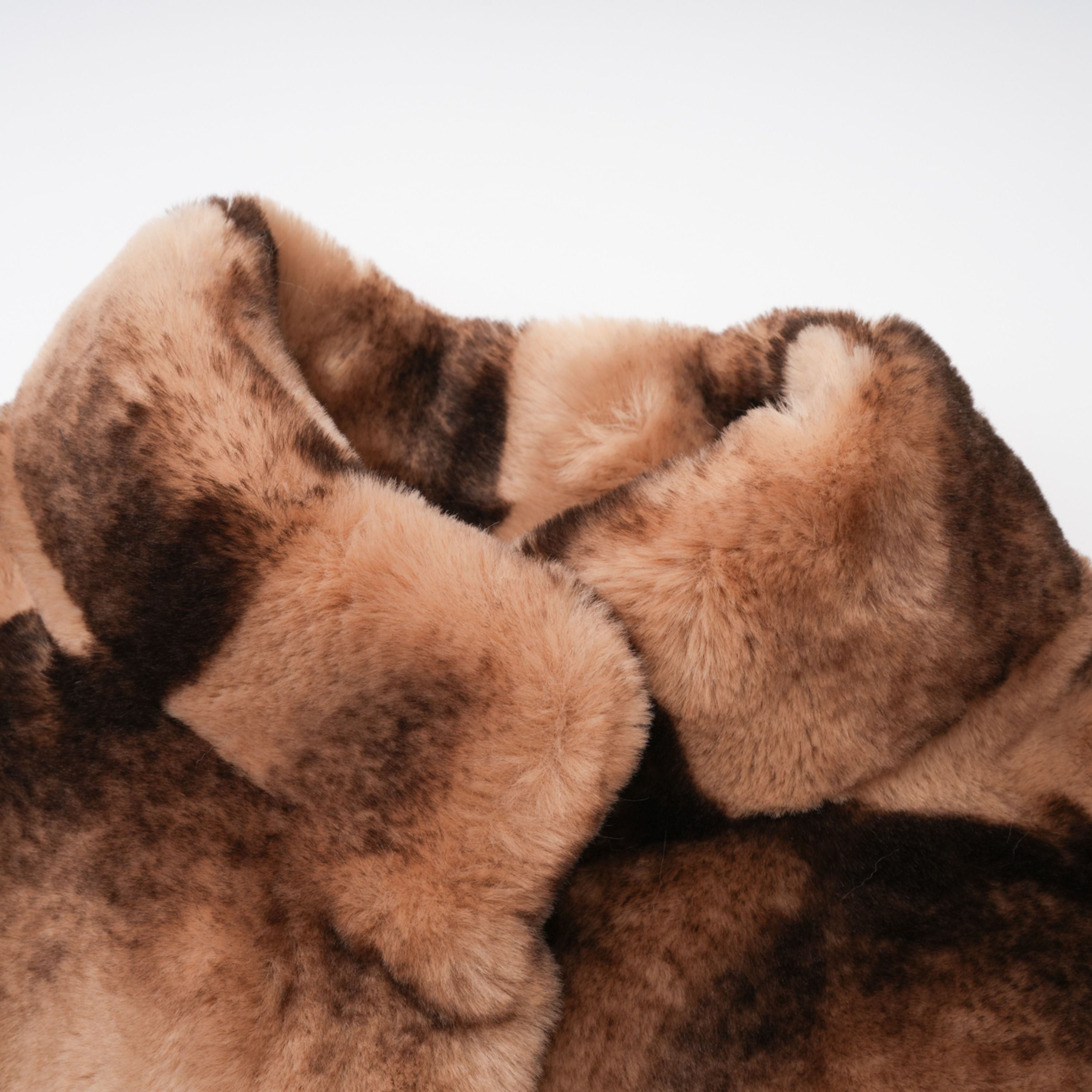 Alina Brown Gradient Faux Fur Short Coat