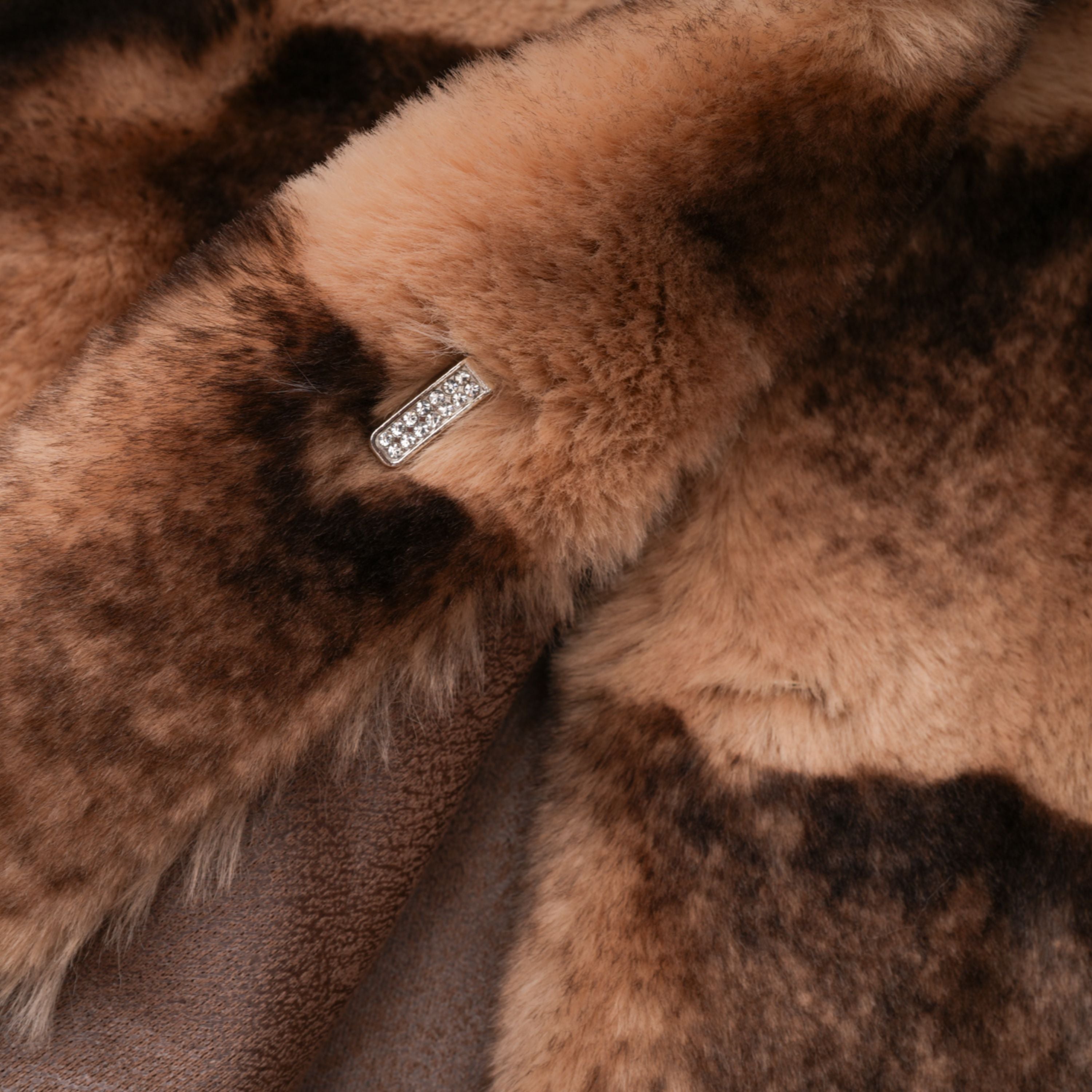 Alina Brown Gradient Faux Fur Short Coat
