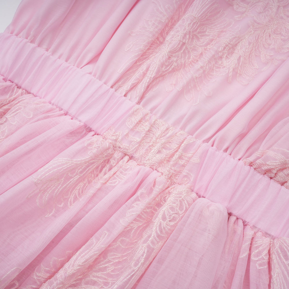 Florence pink floral-embroidered layered mini dress (Final Sale)