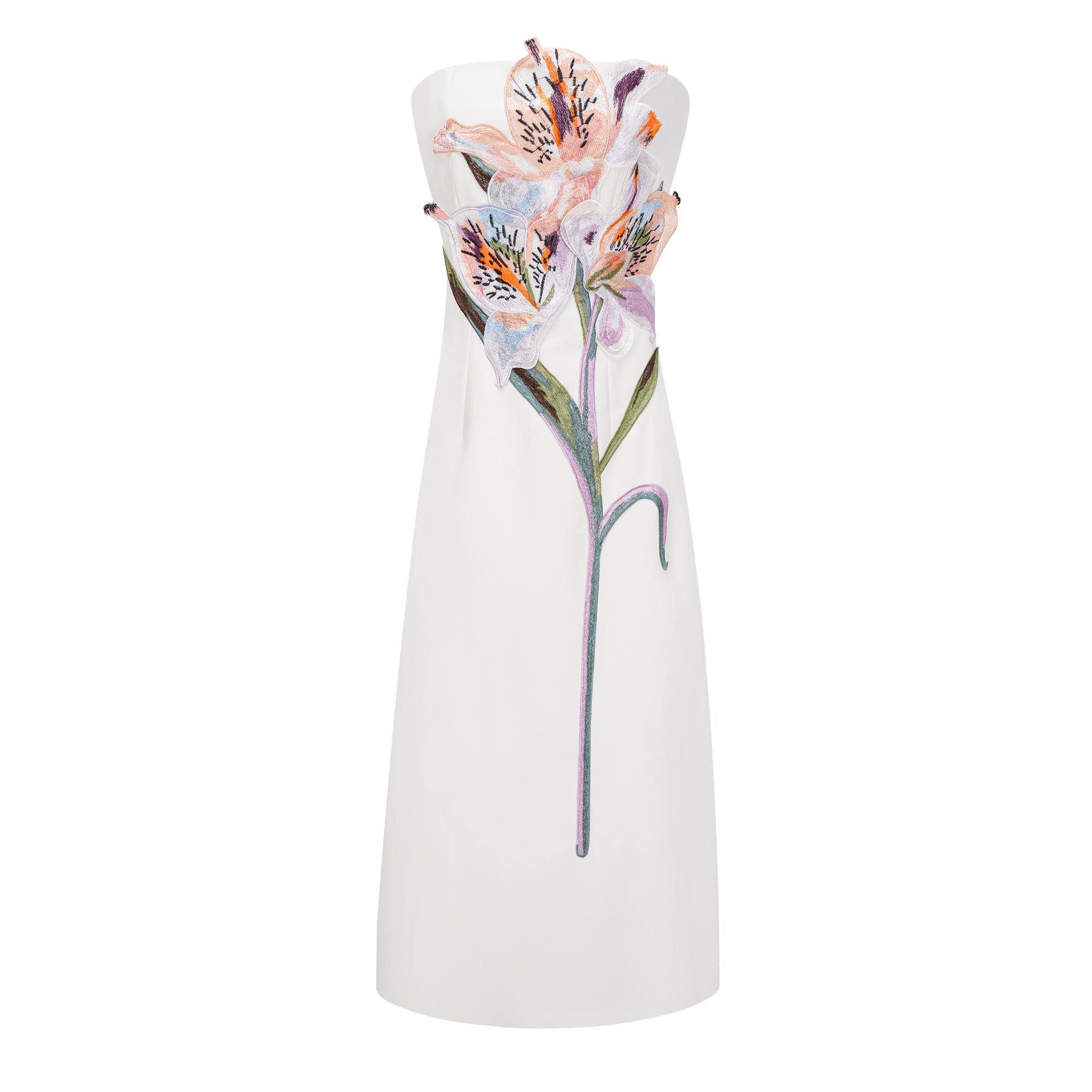 Automne White Floral Embroidered Maxi Dress