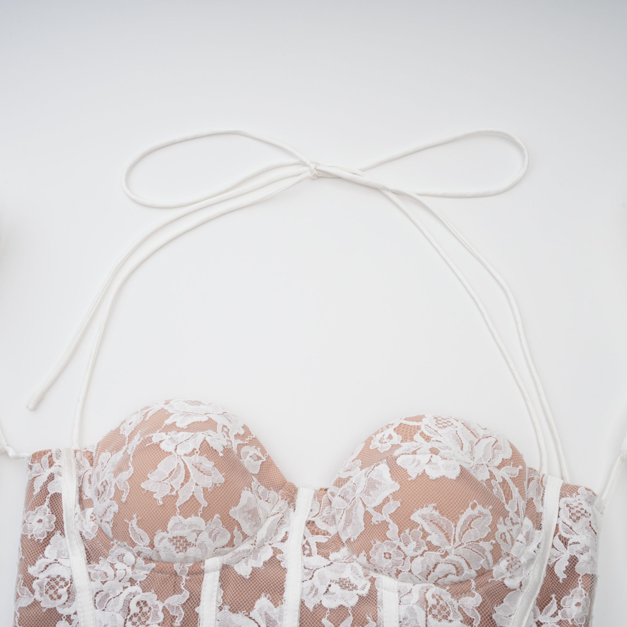 Vivienne white floral-lace corset mini dress